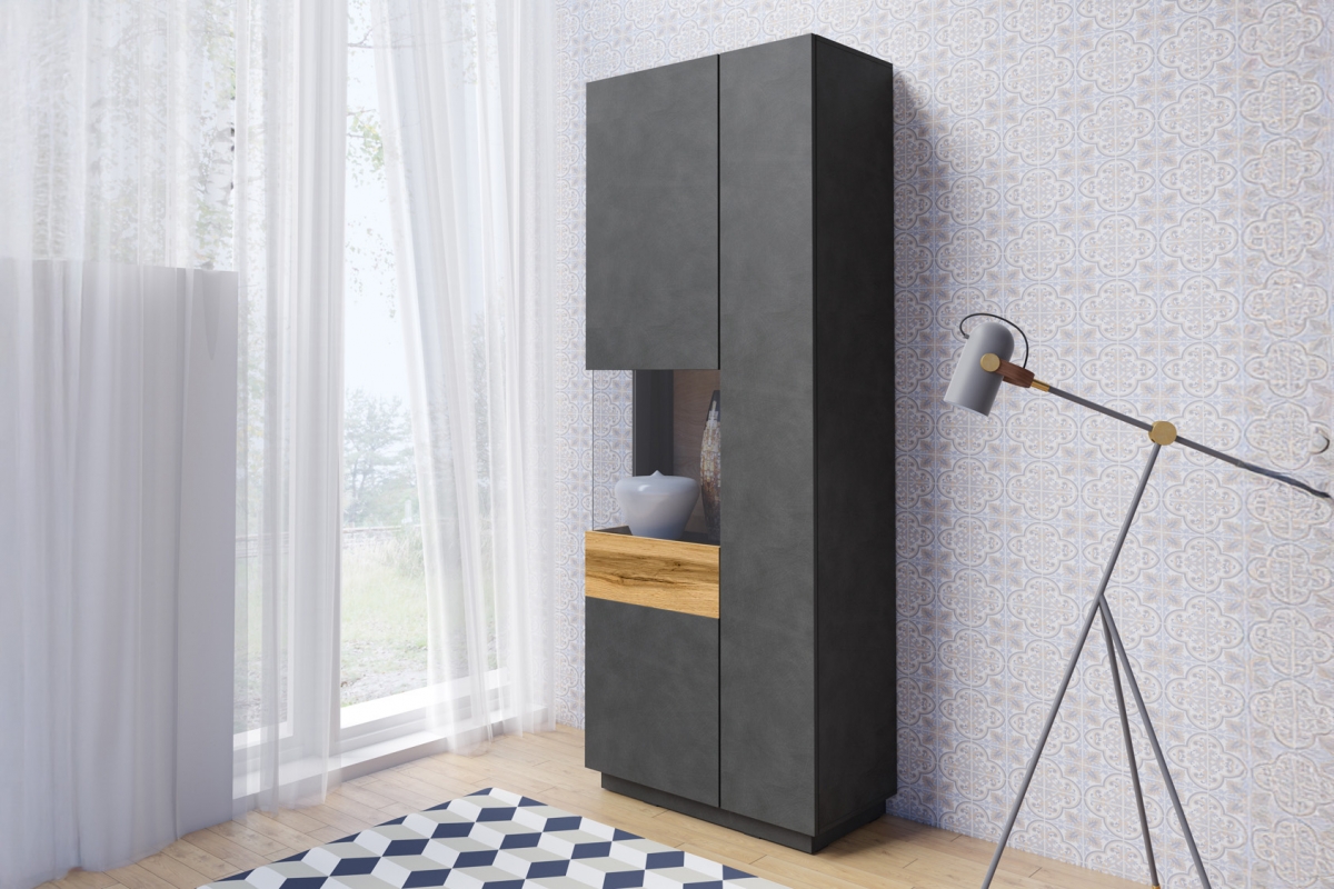 Vitrína dvojdverová ľavá Silke 12 - matera / Dub wotan Vitrína dvojdverová ľavá Silke 12 - matera / Dub wotan