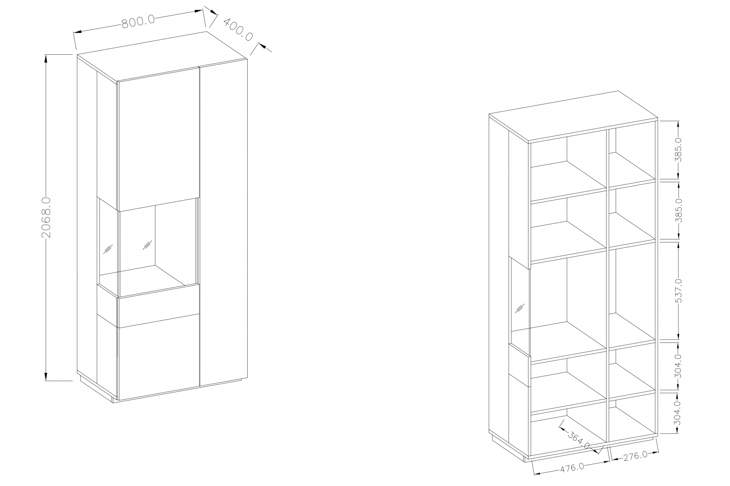 Vitrína dvojdverová ľavá Silke 12 - matera / Dub wotan Vitrína dvojdverová ľavá Silke 12 - matera / Dub wotan