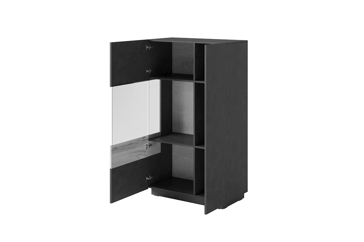 Dvoudveřová vitrína levá Silke 42 - bílý lesk / dub wotan Vitrína dvoudveřová Levá Silke 42 - Bílý lesk / Dub wotan - wnetrze