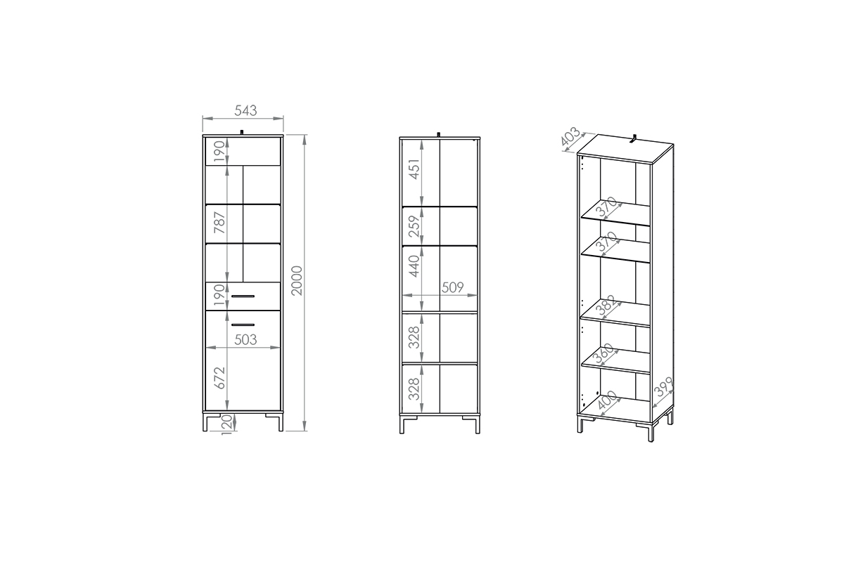 Vitrína Klarso 18 55 cm s kovovými nožičkami - dub artisan Vitrína na czarnych nozkach