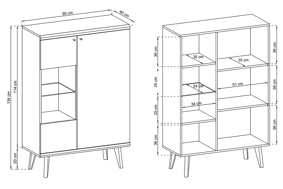 Vitrína Promi 90 cm - bílý mat / dub riviera Vitrína dvoudveřová Promi 90 - bílý mat / dub artisan