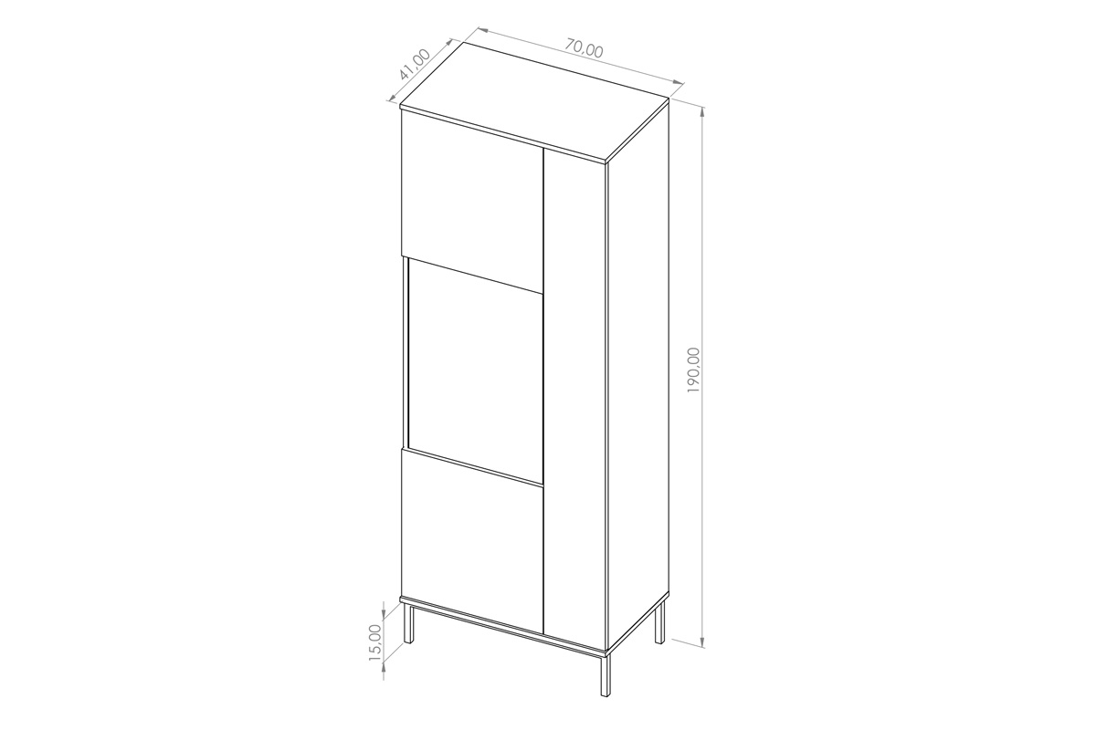 Dvoudveřová vitrína Tristal - bílý mat Vitrína na kovové podstavě