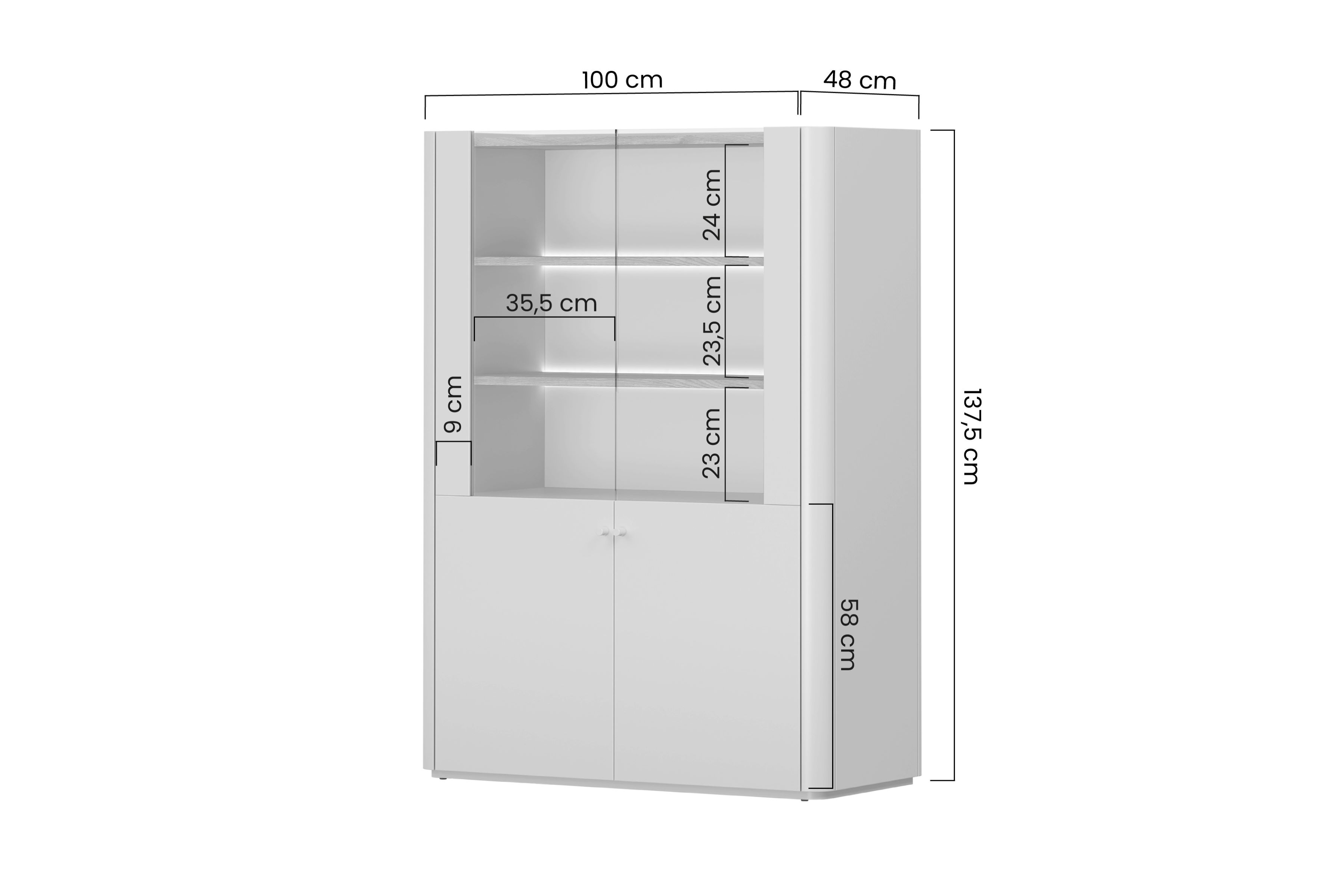 Vitrína Elivo 100 cm - eukalyptus / dub baltic dune Vitrína Elivo 100 cm - eukaliptus / Dub baltic dune