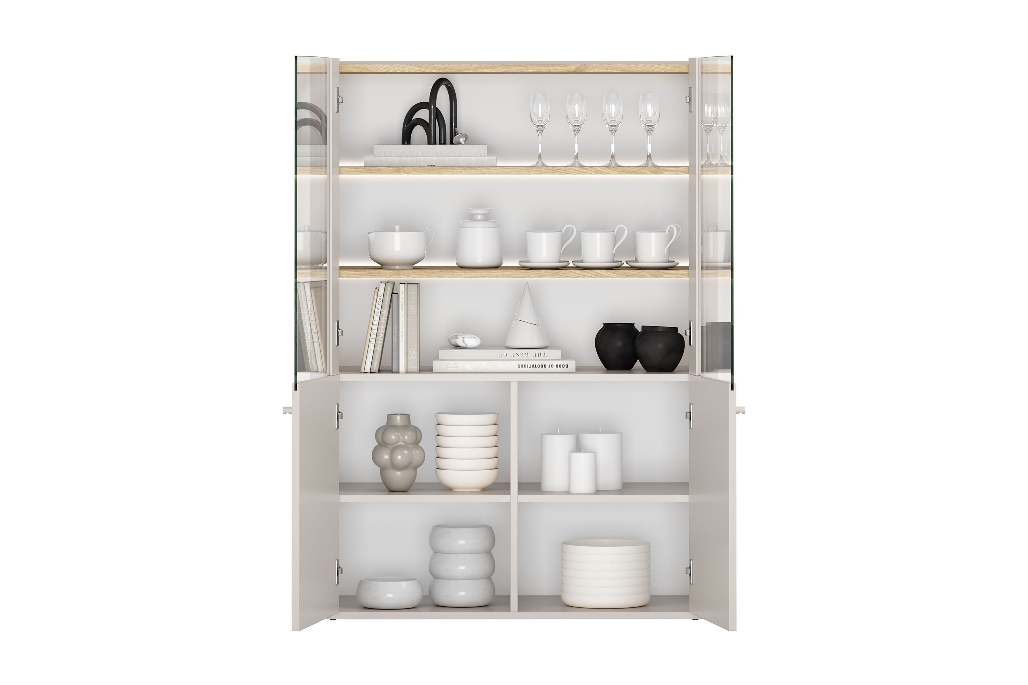 Vitrína Elivo 100 cm - kašmírová / dub olejovaný Vitrína Elivo 100 cm - kašmír / Dub olejowany