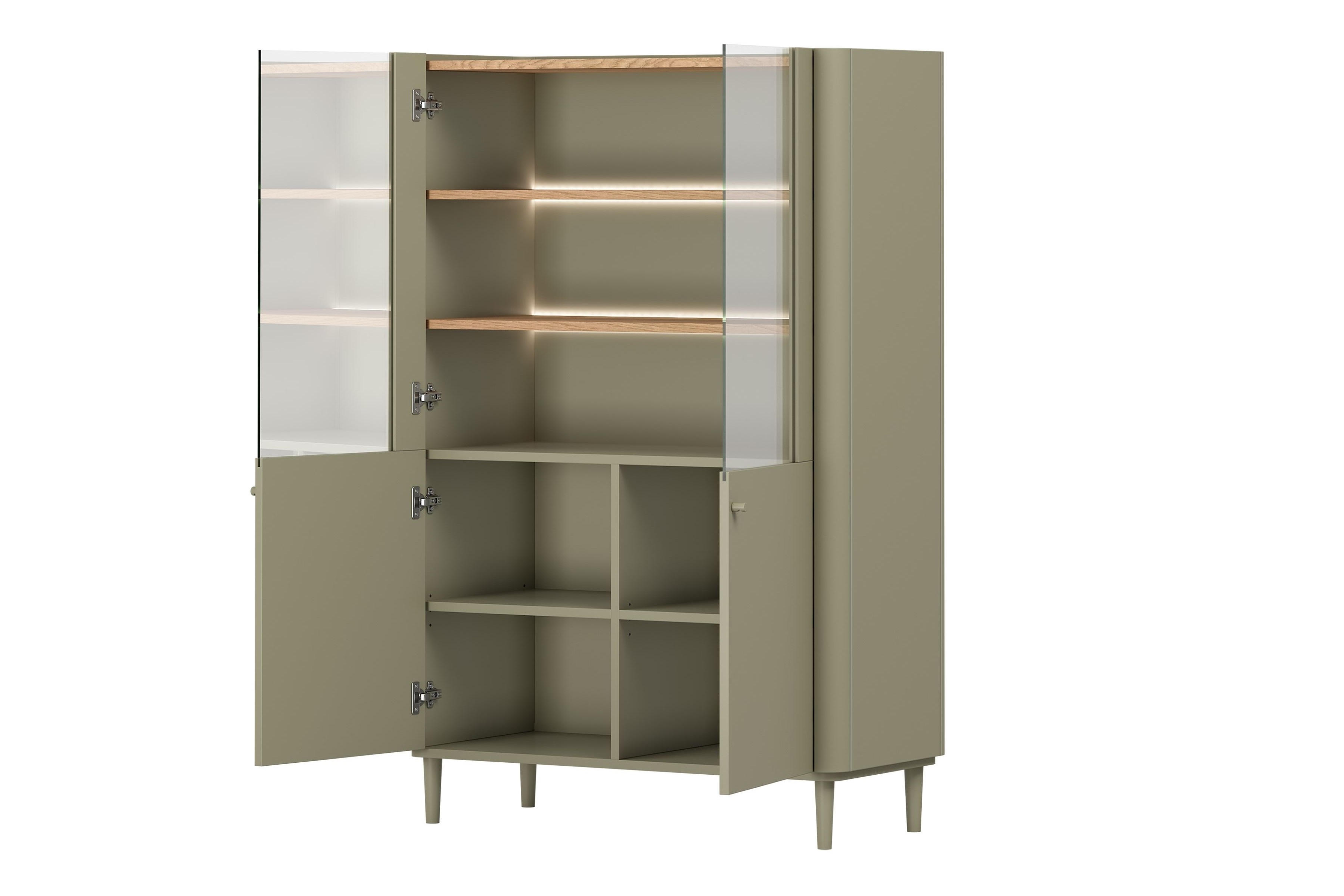 Vitrína Elivo 100 cm na nožkách - eukalyptus / dub baltic dune Vitrína Elivo 100 cm na nožkách - eukaliptus / dub baltic dune