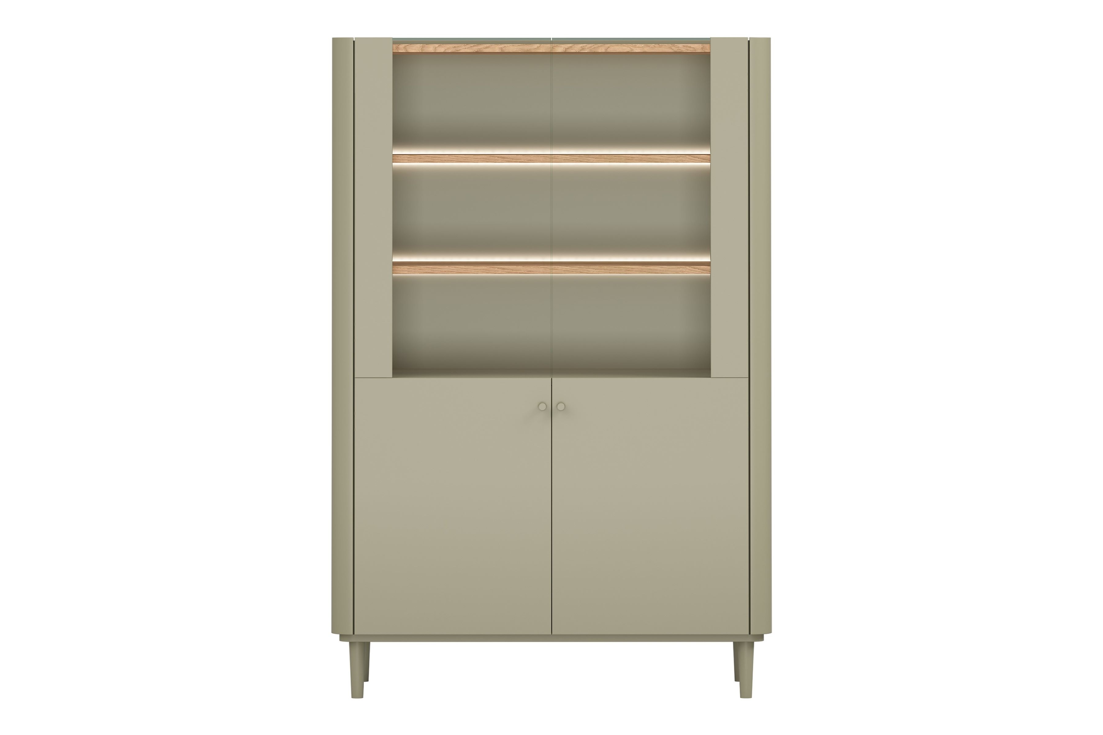Vitrína Elivo 100 cm na nožkách - eukalyptus / dub baltic dune Vitrína Elivo 100 cm na nožkách - eukaliptus / dub baltic dune