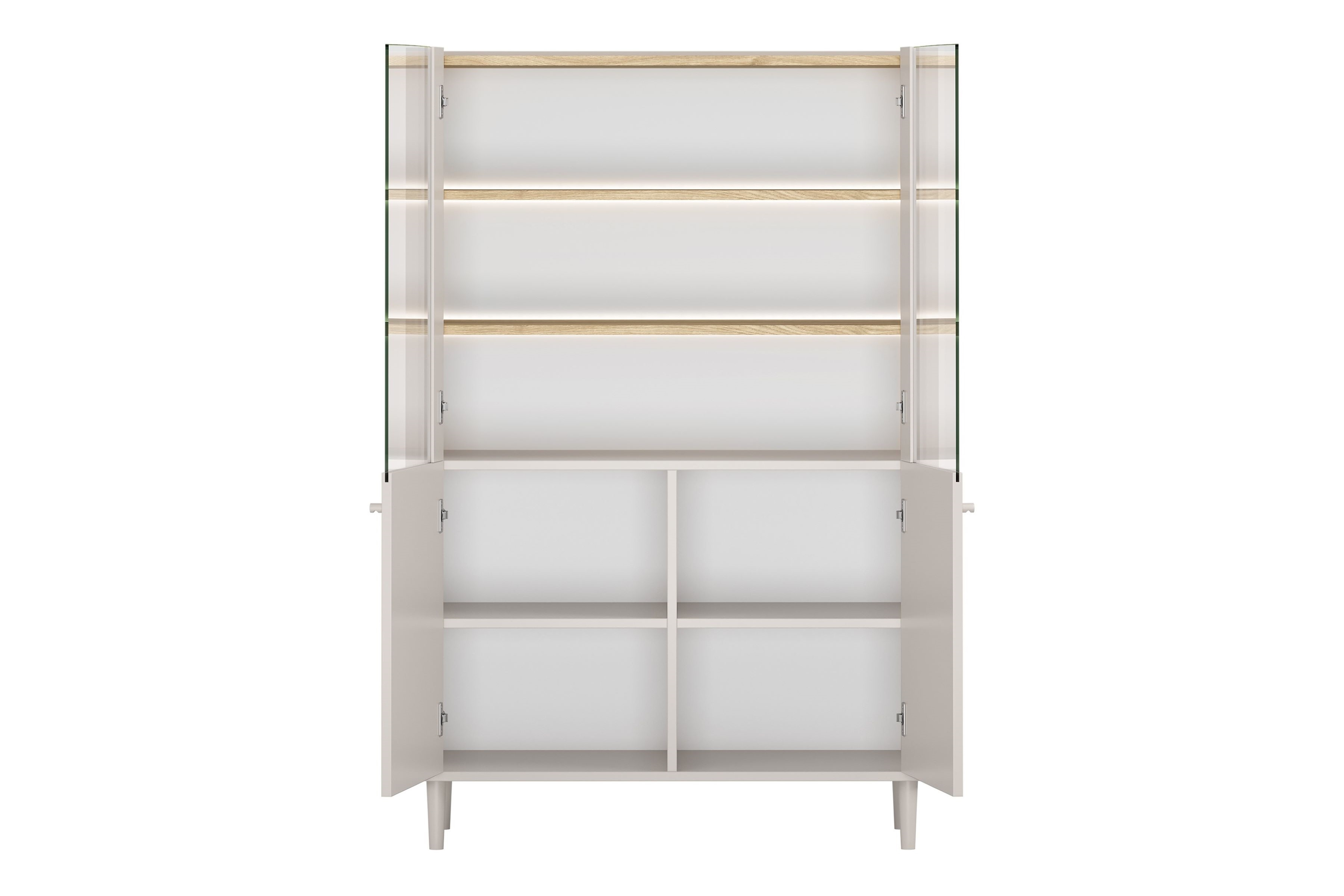 Vitrína Elivo 100 cm na nožičkách - kašmírová / dub olejovaný Vitrína Elivo 100 cm na nôžkach - kašmír / Dub olejowany