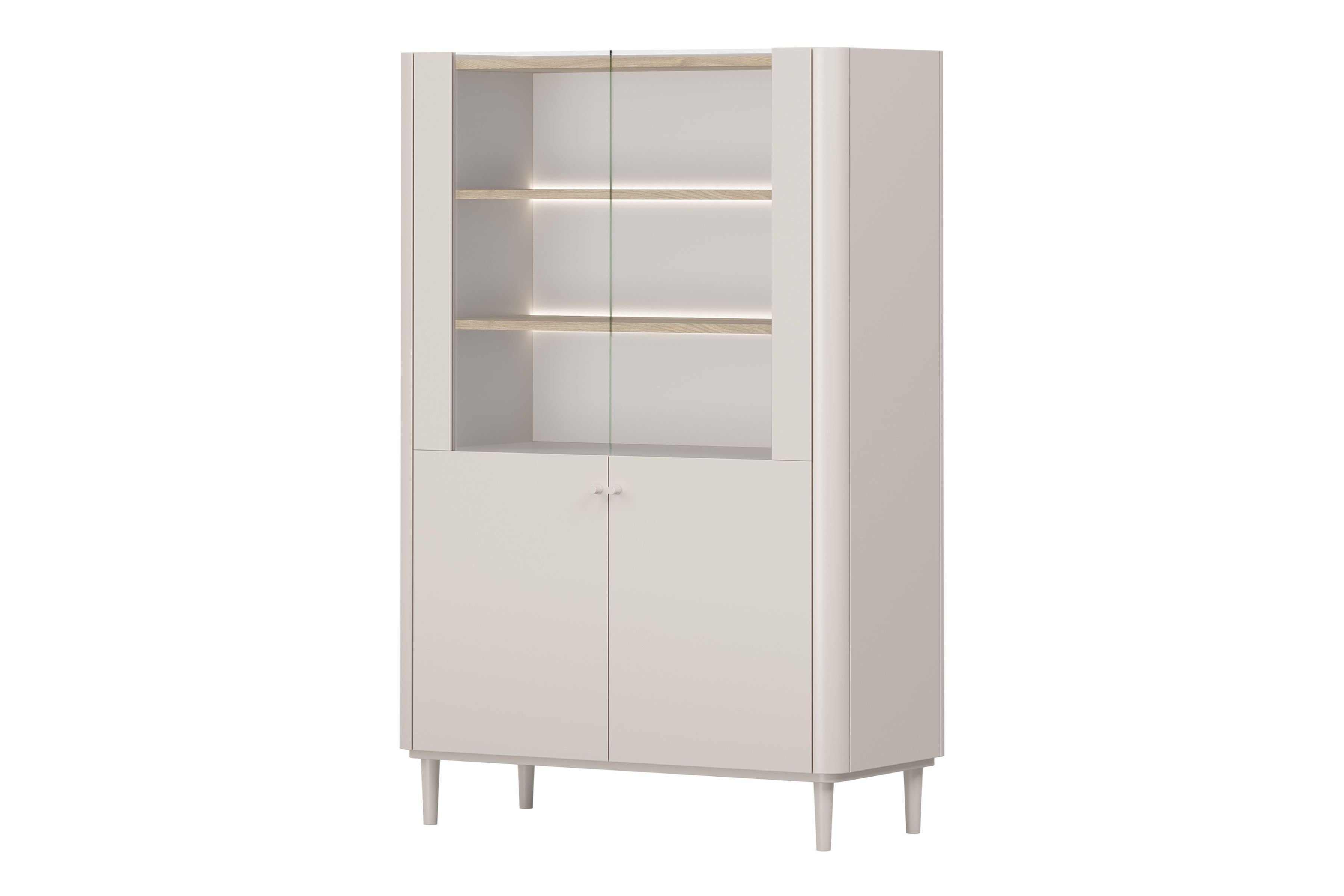 Vitrína Elivo 100 cm na nožičkách - kašmírová / dub olejovaný Vitrína Elivo 100 cm na nôžkach - kašmír / Dub olejowany