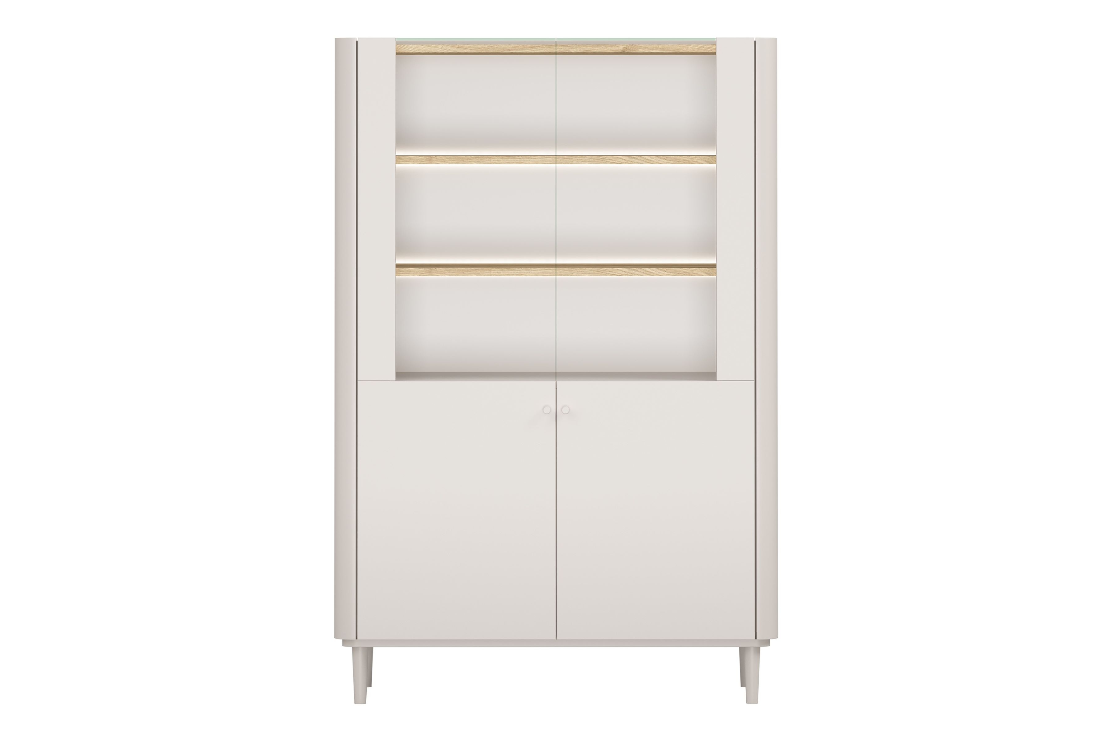 Vitrína Elivo 100 cm na nožičkách - kašmírová / dub olejovaný Vitrína Elivo 100 cm na nôžkach - kašmír / Dub olejowany