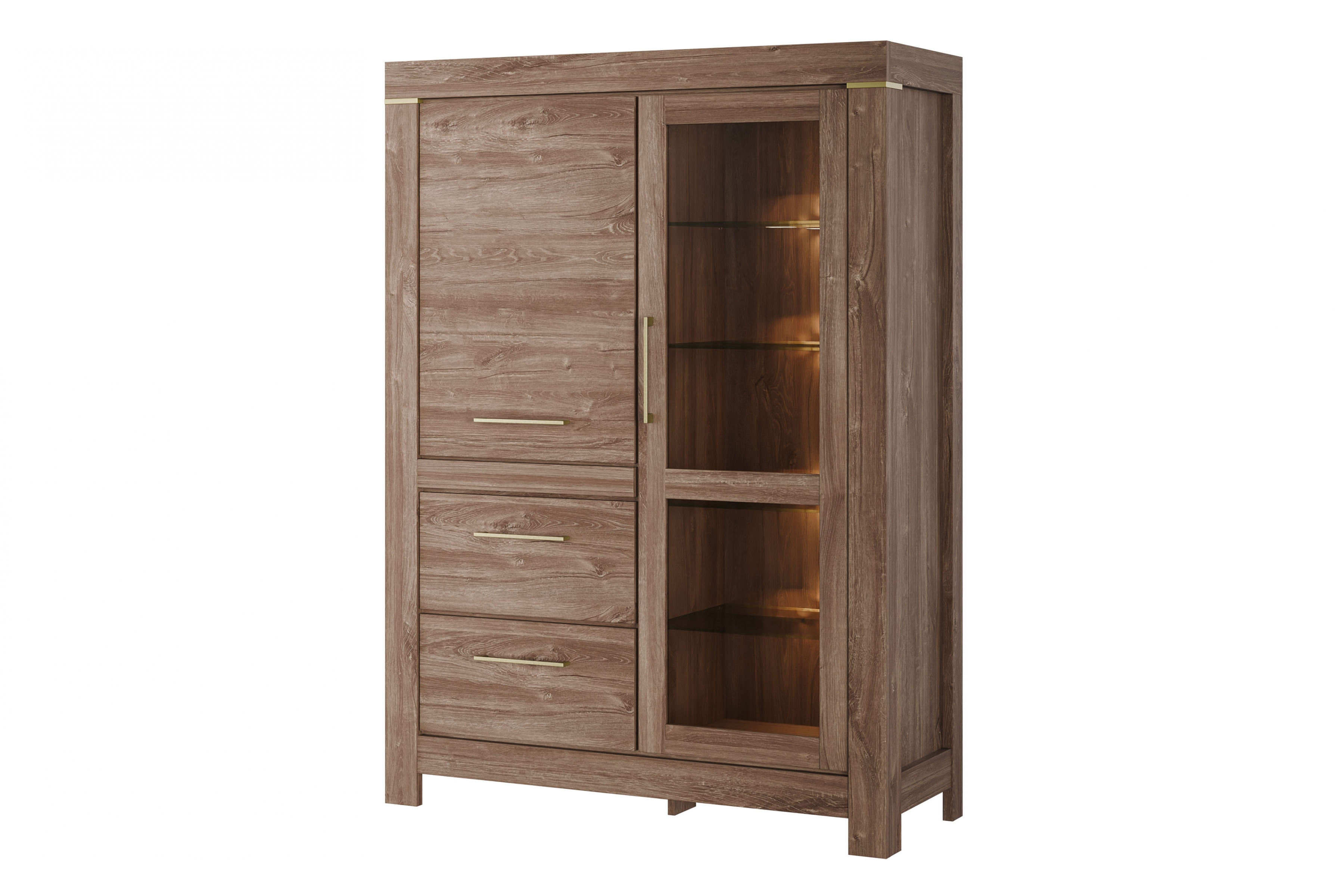 Vitrína German 115 cm - dub stirling Vitrína German so zásuvkami 115 cm - Dub stirling