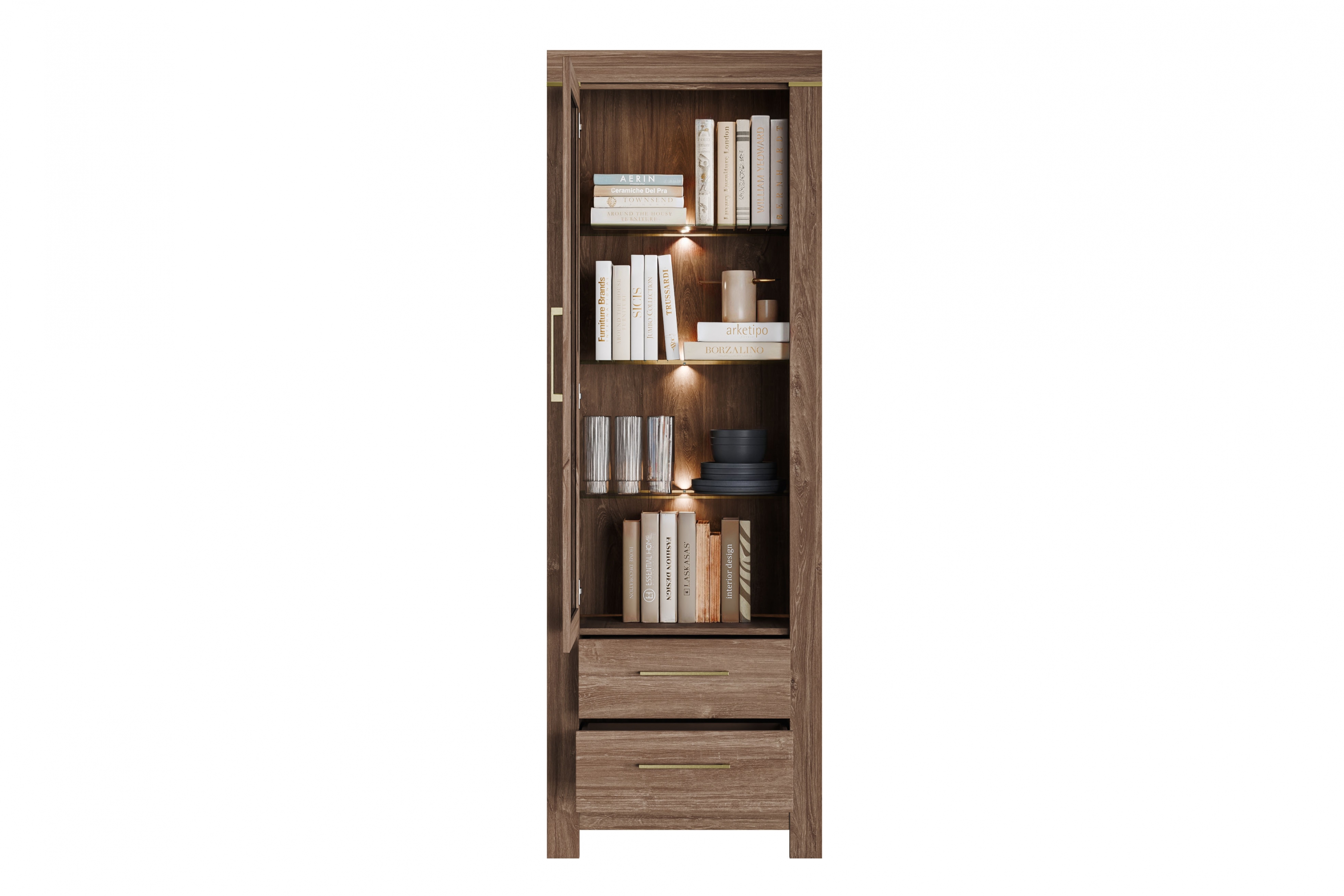 Vitrína German 68 cm se zásuvkami - dub stirling Vitrína German se zásuvkami 70 cm - dub stirling