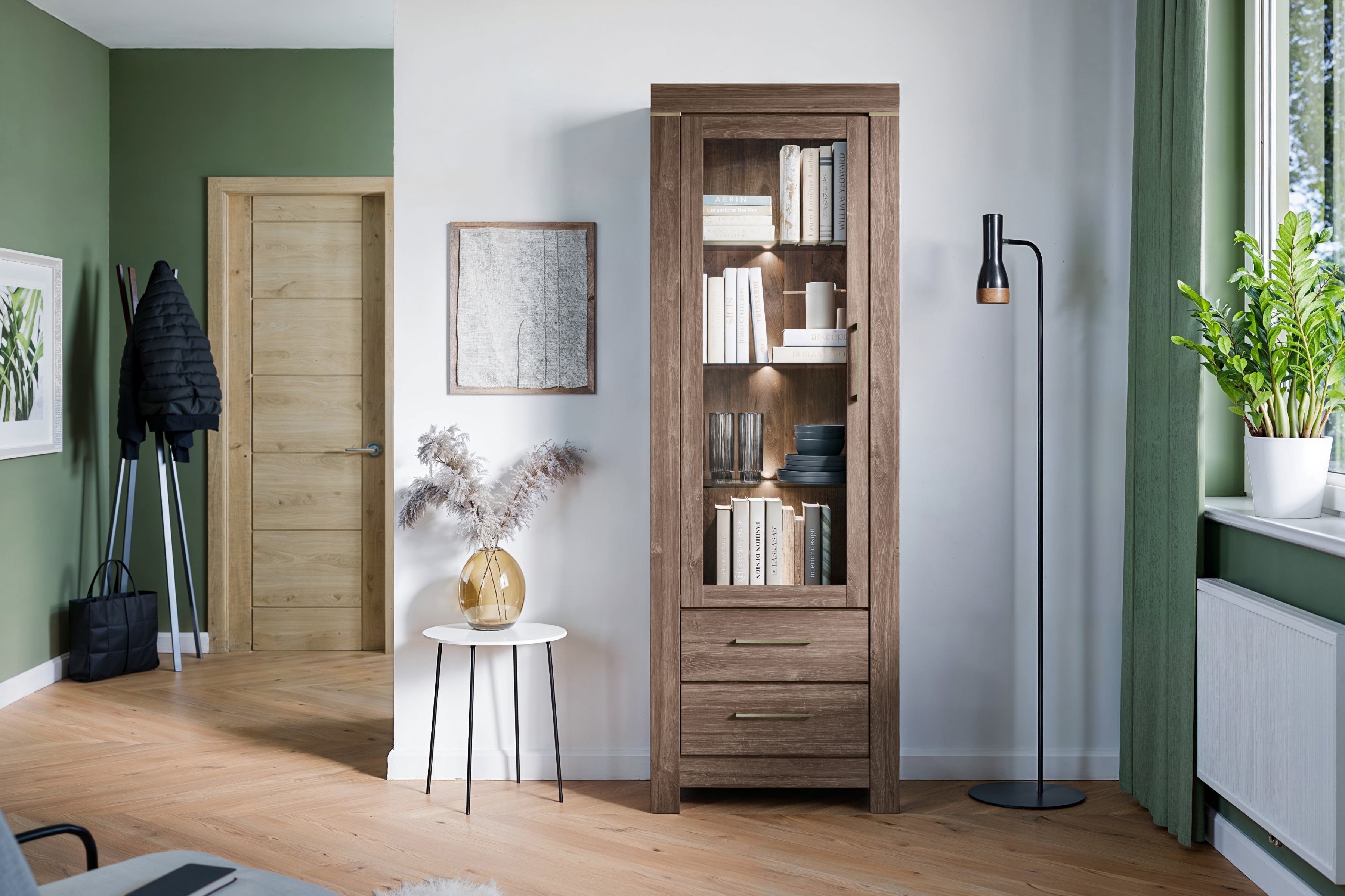 Vitrína German 68 cm se zásuvkami - dub stirling Vitrína German se zásuvkami 70 cm - dub stirling