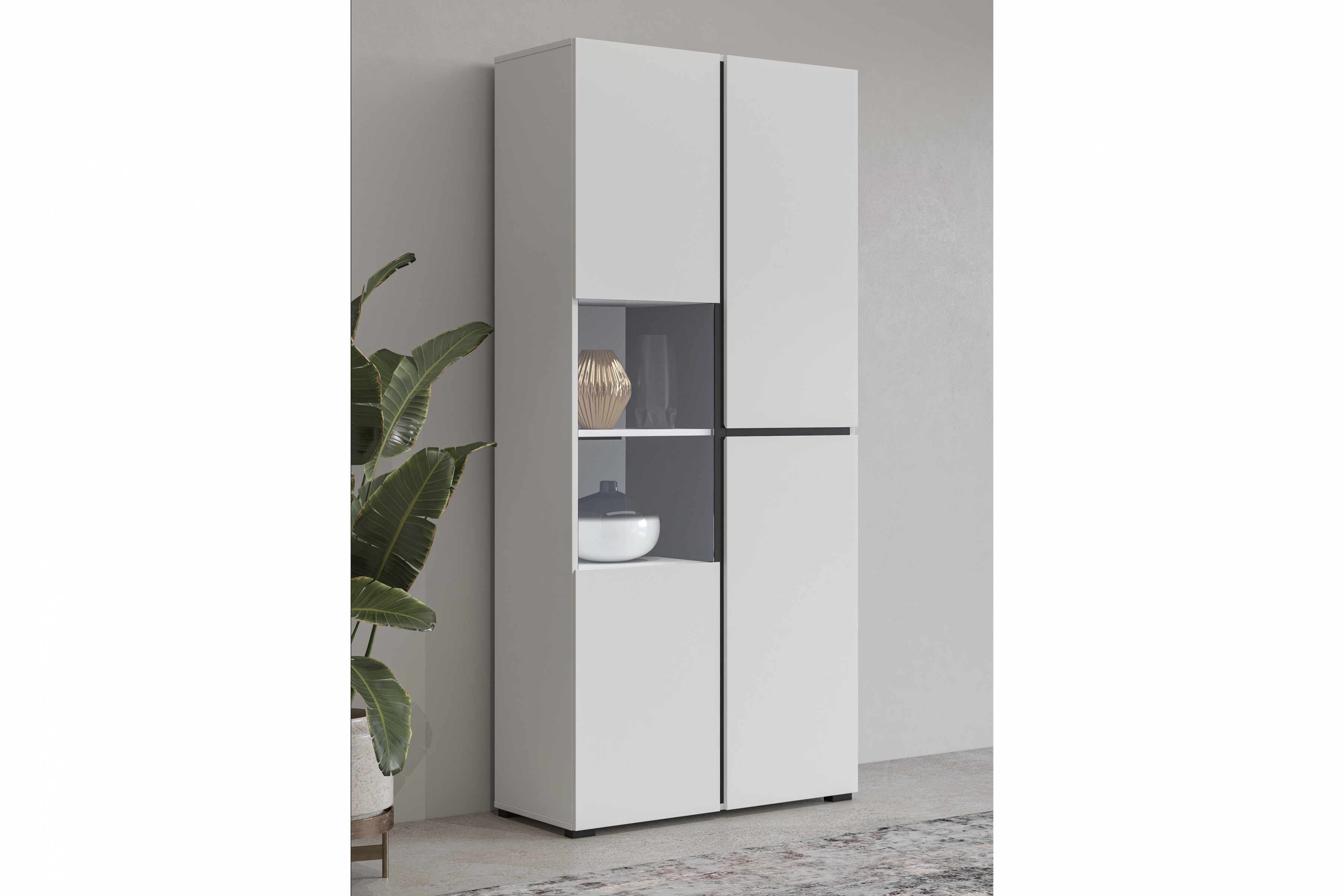 Vitrína Cross 79 cm - bílá / černá Vitrína Gramon 79 cm - bílá / černá