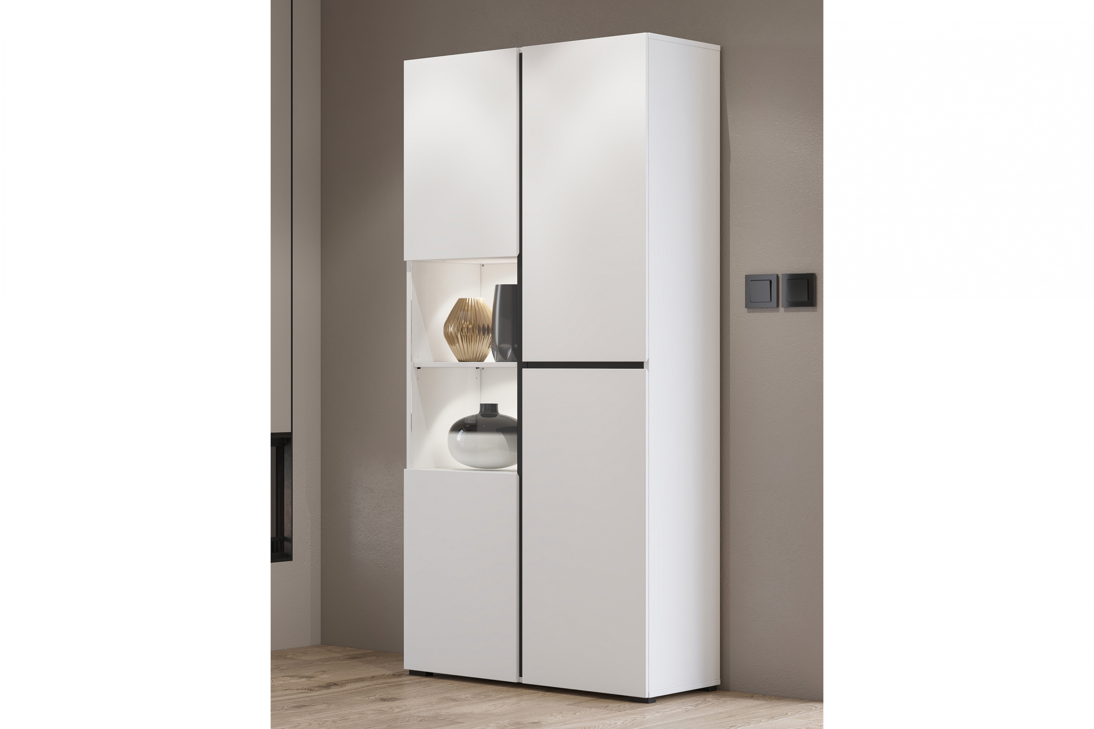 Vitrína Cross 79 cm - bílá / černá Vitrína Gramon 79 cm - bílá / černá