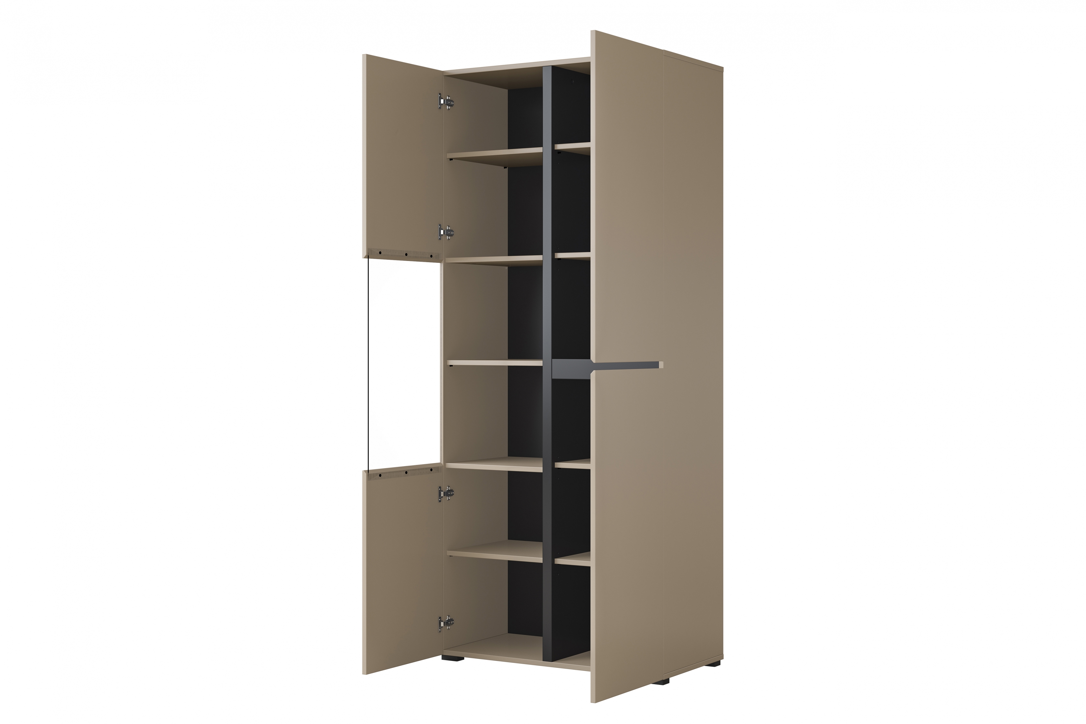 Vitrína Cross 79 cm - kašmírová / černá Vitrína Gramon 79 cm - kašmír / černá