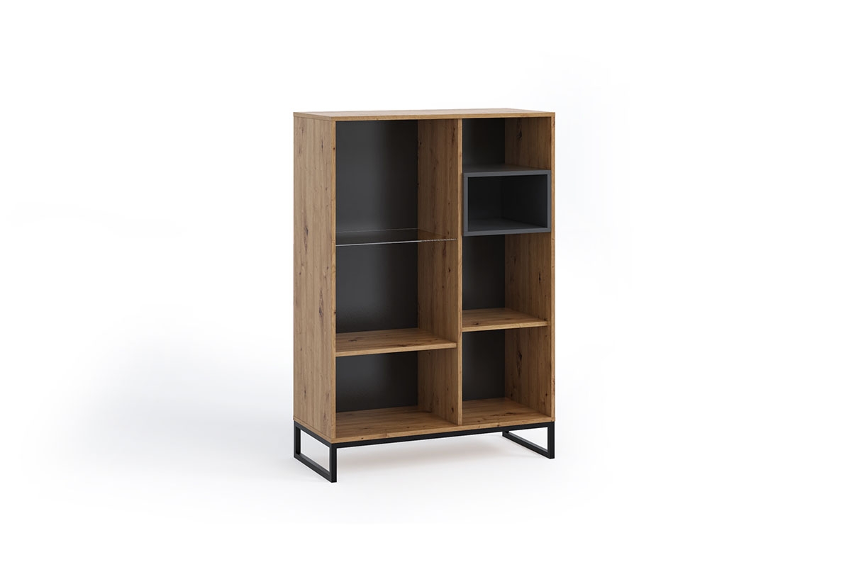 Jednodveřová vitrína Maleza - dub artisan / černá Vitrína z przeszkleniem