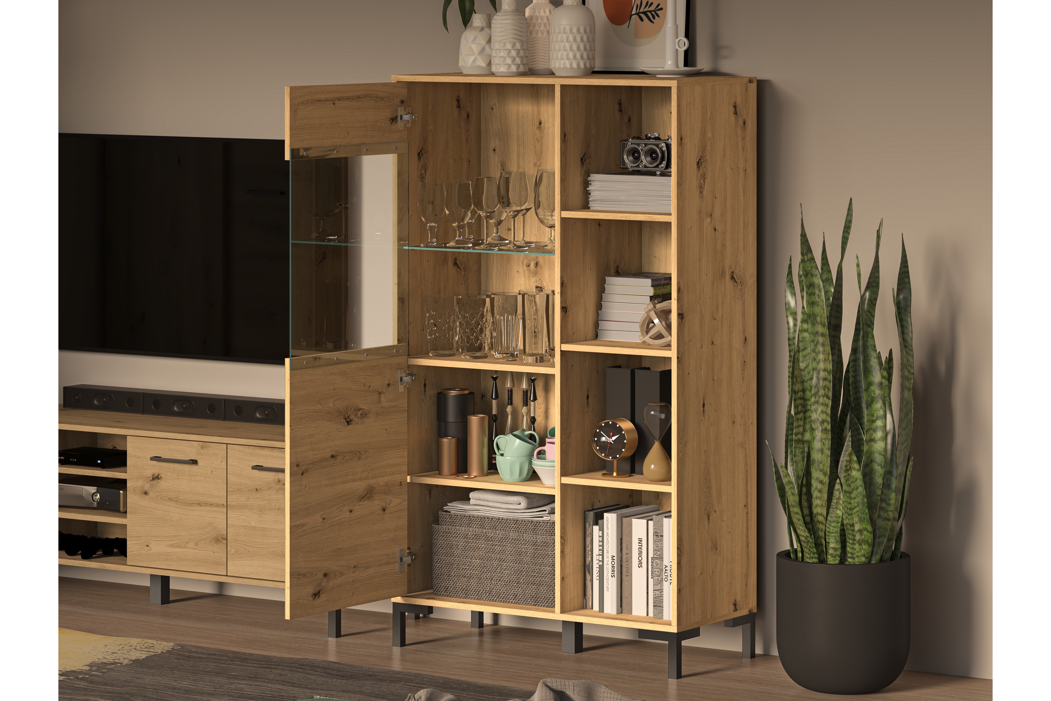 Vitrína Klarso 19 90 cm - dub artisan Vitrína jednodveřová Nevio 19 - 90 cm - Dub artisan