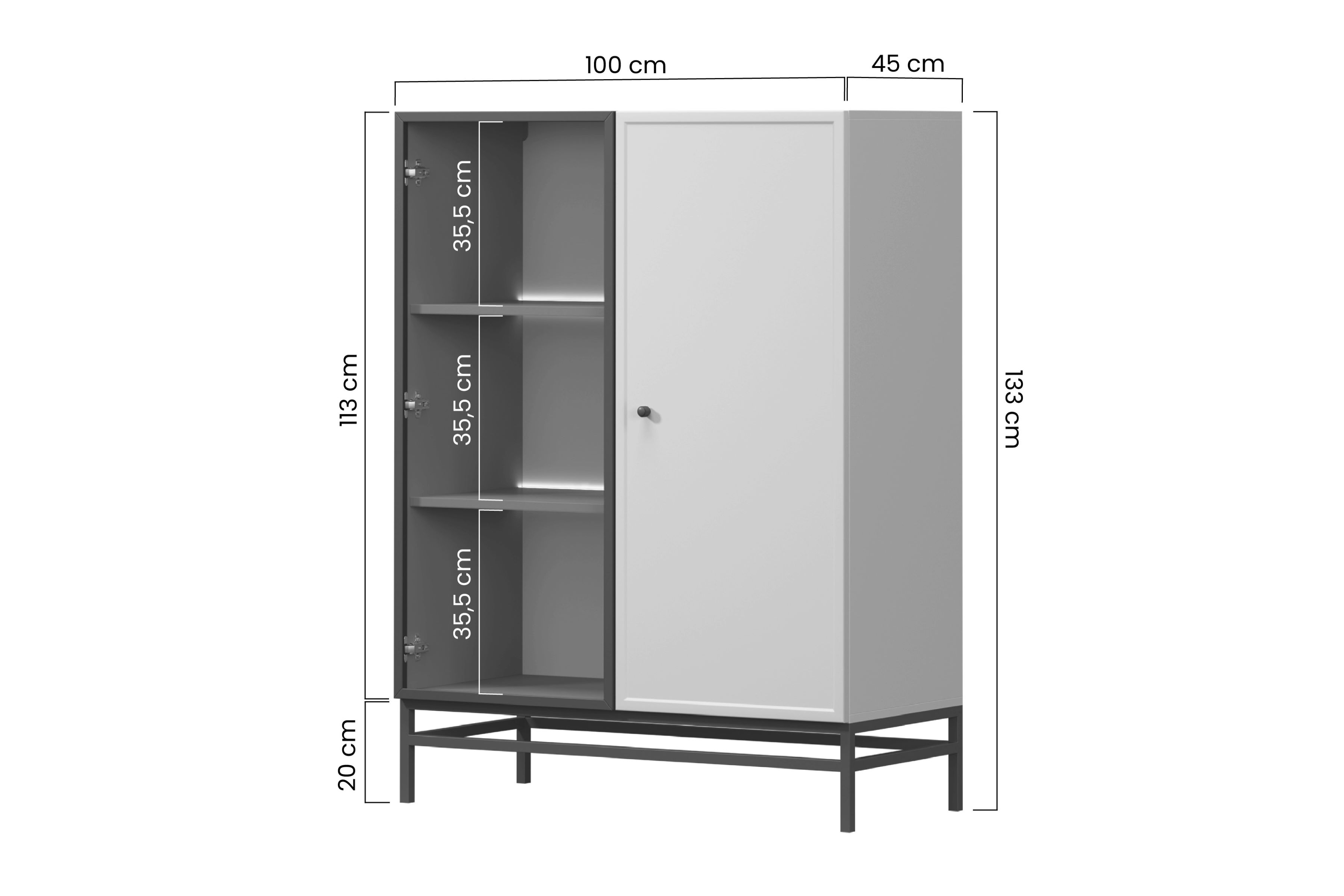 Vitrína Lorini 100 cm na podstavci - kašmírová / černá úchytka T-bar Vitrína Lorini pro obývacího pokoje 100 cm - kašmír / černá uchwyt T-bar / Rošt