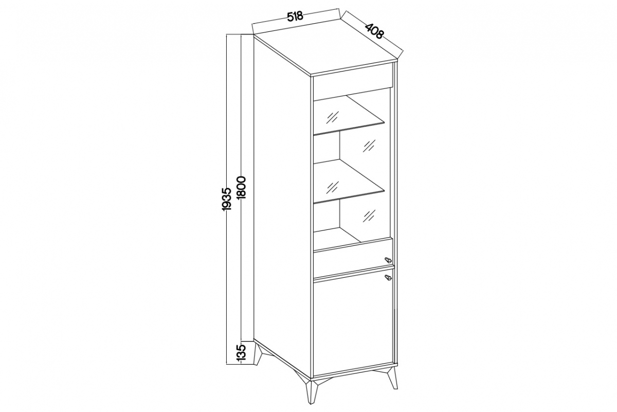 Vitrína Lotina I 2F 52 cm - eukalyptus / černé nohy Vitrína Lotina I 2F - 52 cm - eukaliptus / černá Nohy