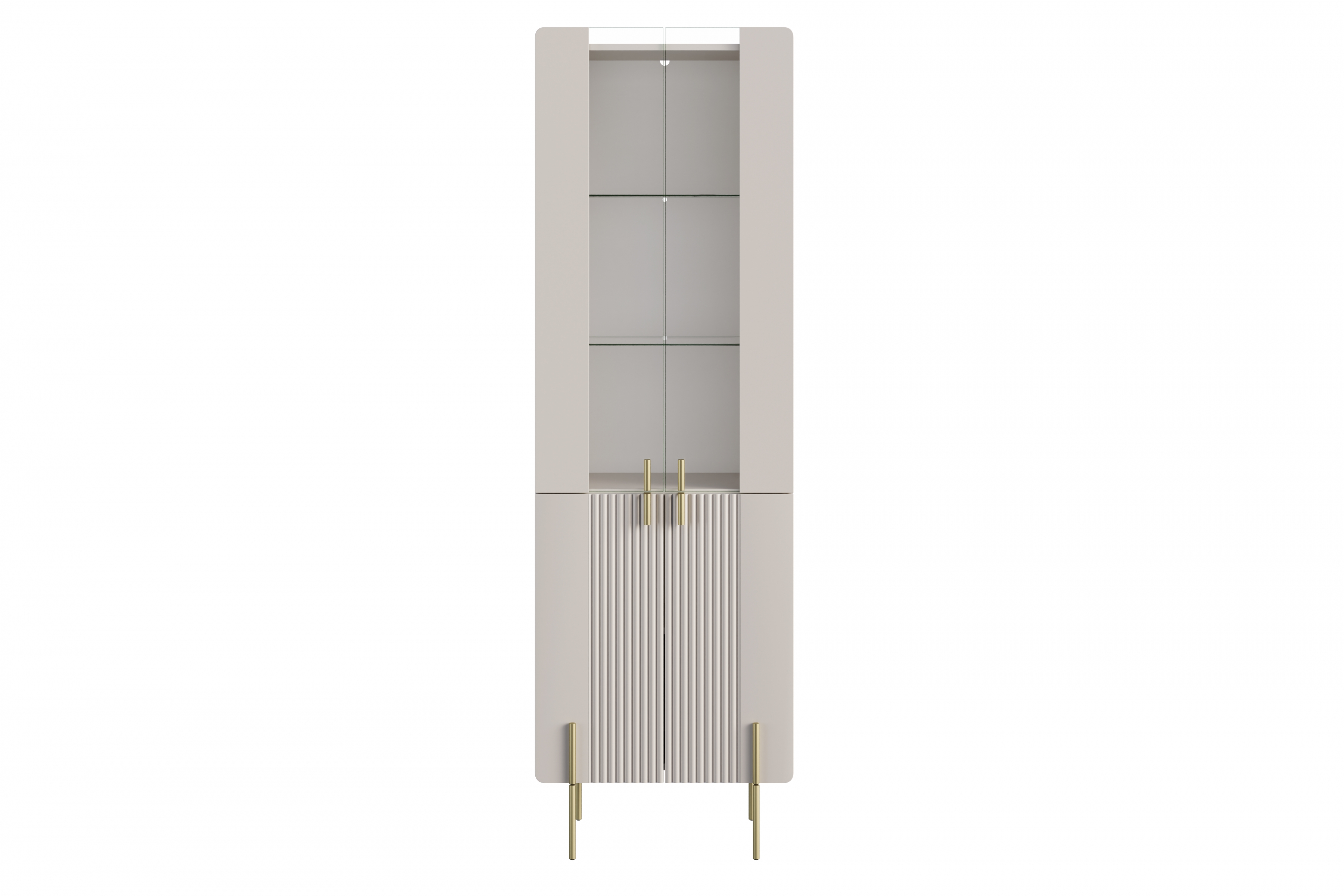 Vitrína Malmi 60 cm - kašmírová / crema bianca / zlatá Vitrína Malmi na kovových nohách 60 cm - kašmír / crema bianca / zlote nozki