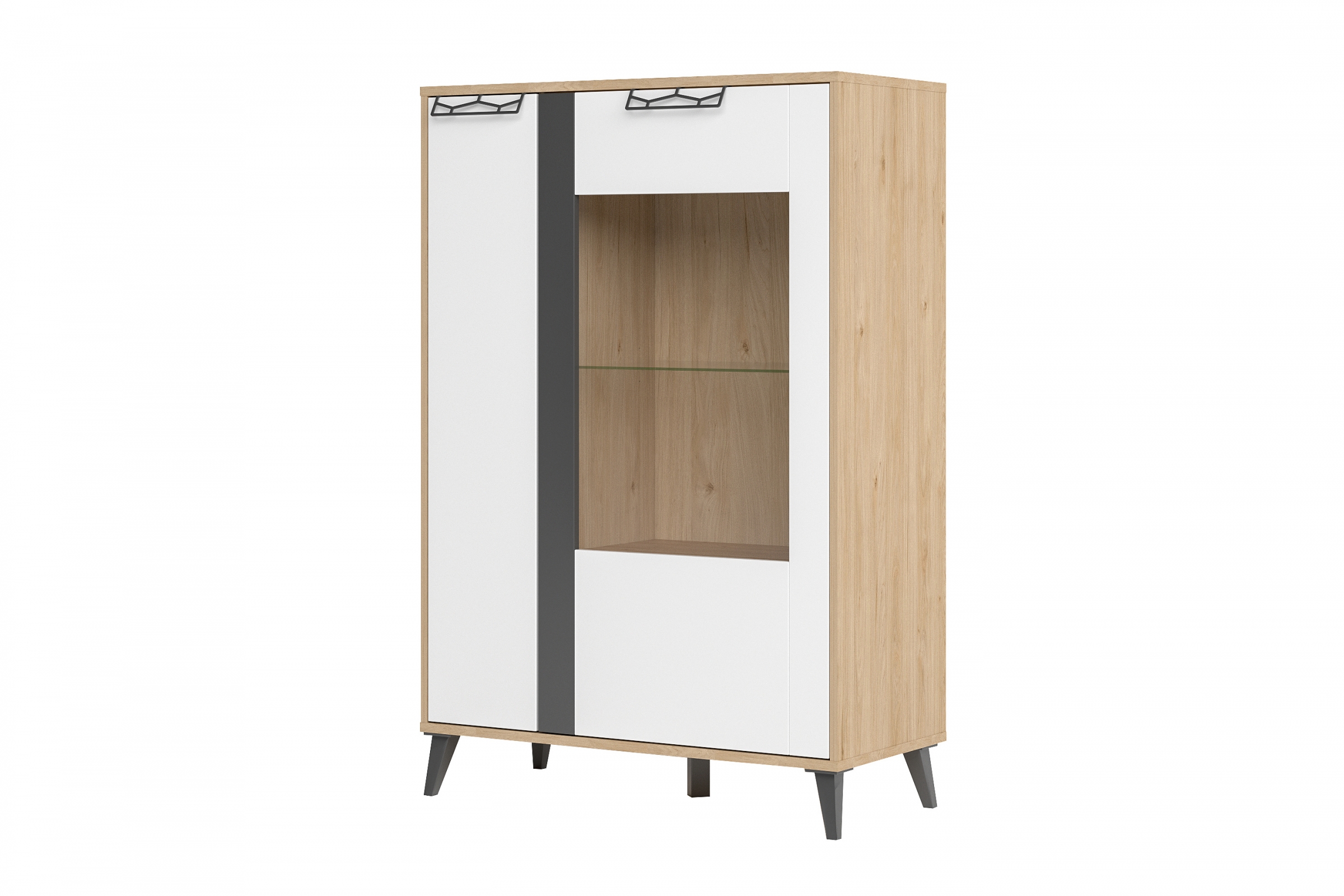 Vitrína Moet 15 nízká 90 cm - americký ořech jackson / bílý mat / grafitový mat Vitrína Moet 15 nízká 90 cm - Ořech americký jackson/Bílý mat/Grafitový mat