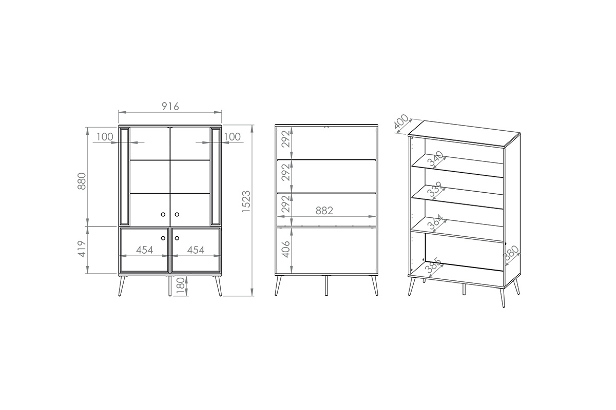 Vitrína Narelli 02 92 cm - kašmír / zlaté nožičky Vitrína Narelli 02 - 92 cm - kašmír / zlote nožičky