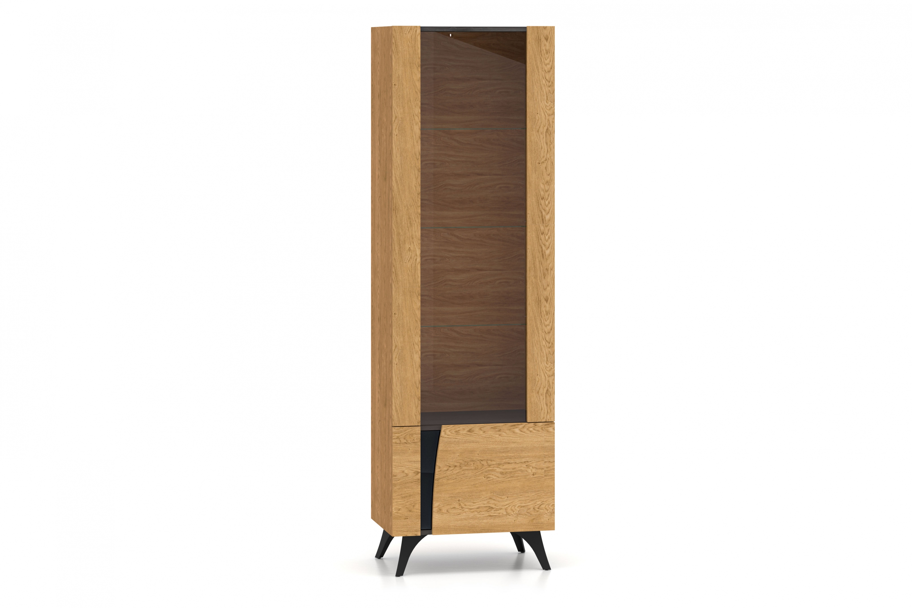 Vitrína Natina 02 pravá 58 cm - dub baltic dune Vitrína Natina 02 Pravostranná 58 cm - Dub baltic dune / Jaseň portland Čierny