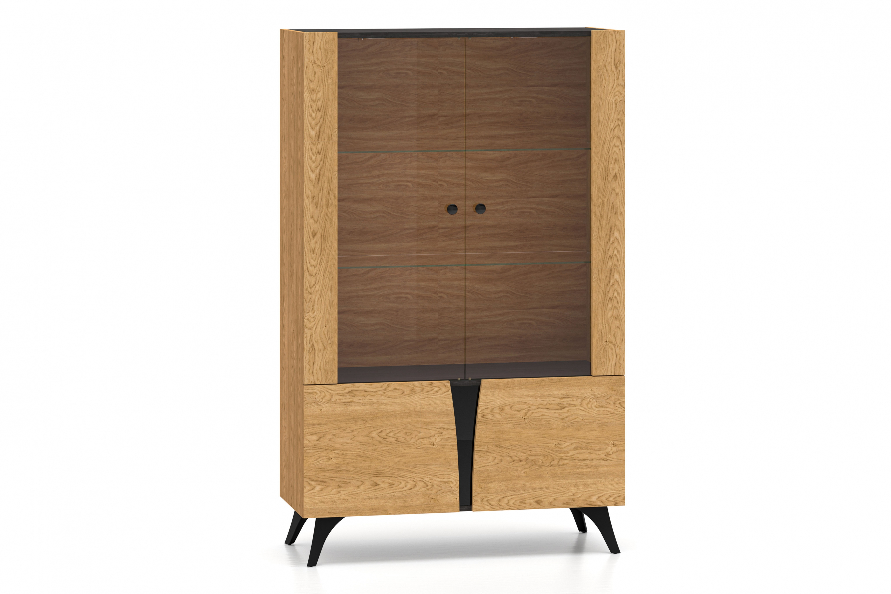 Vitrína Natina 03 - 95 cm - dub baltic dune / čierny jaseň portland Vitrína Natina 03 - 95 cm - Dub baltic dune / Jaseň portland Čierny