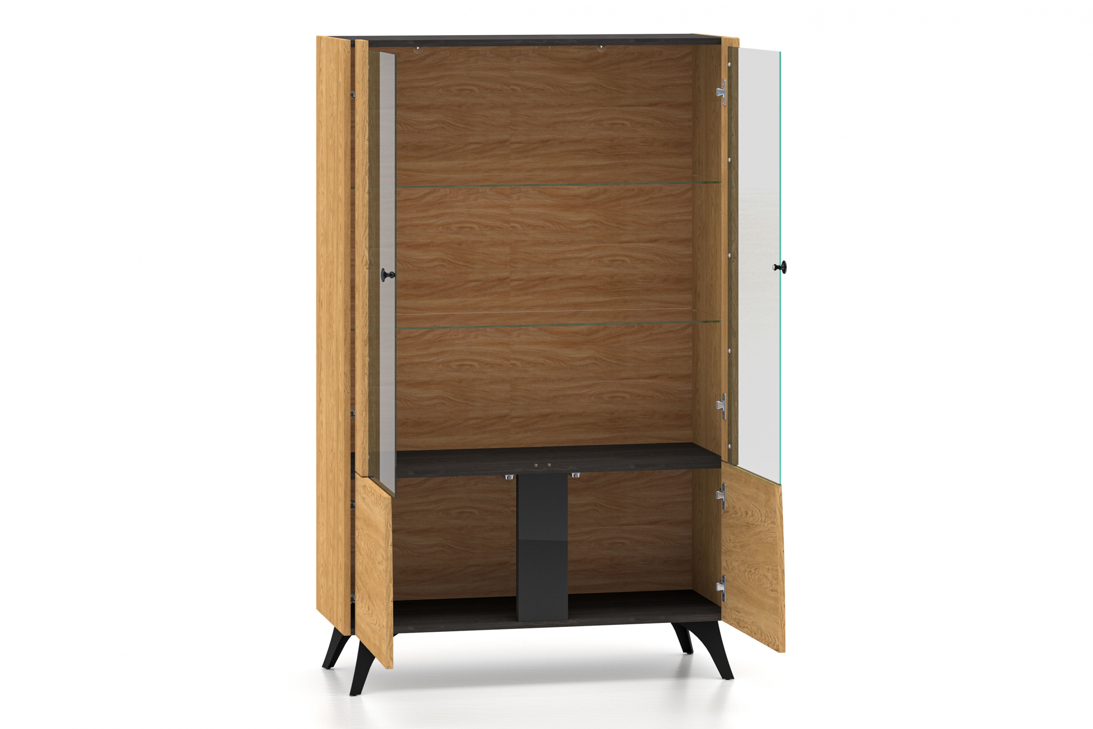 Vitrína Natina 03 - 95 cm - dub baltic dune / čierny jaseň portland Vitrína Natina 03 - 95 cm - Dub baltic dune / Jaseň portland Čierny