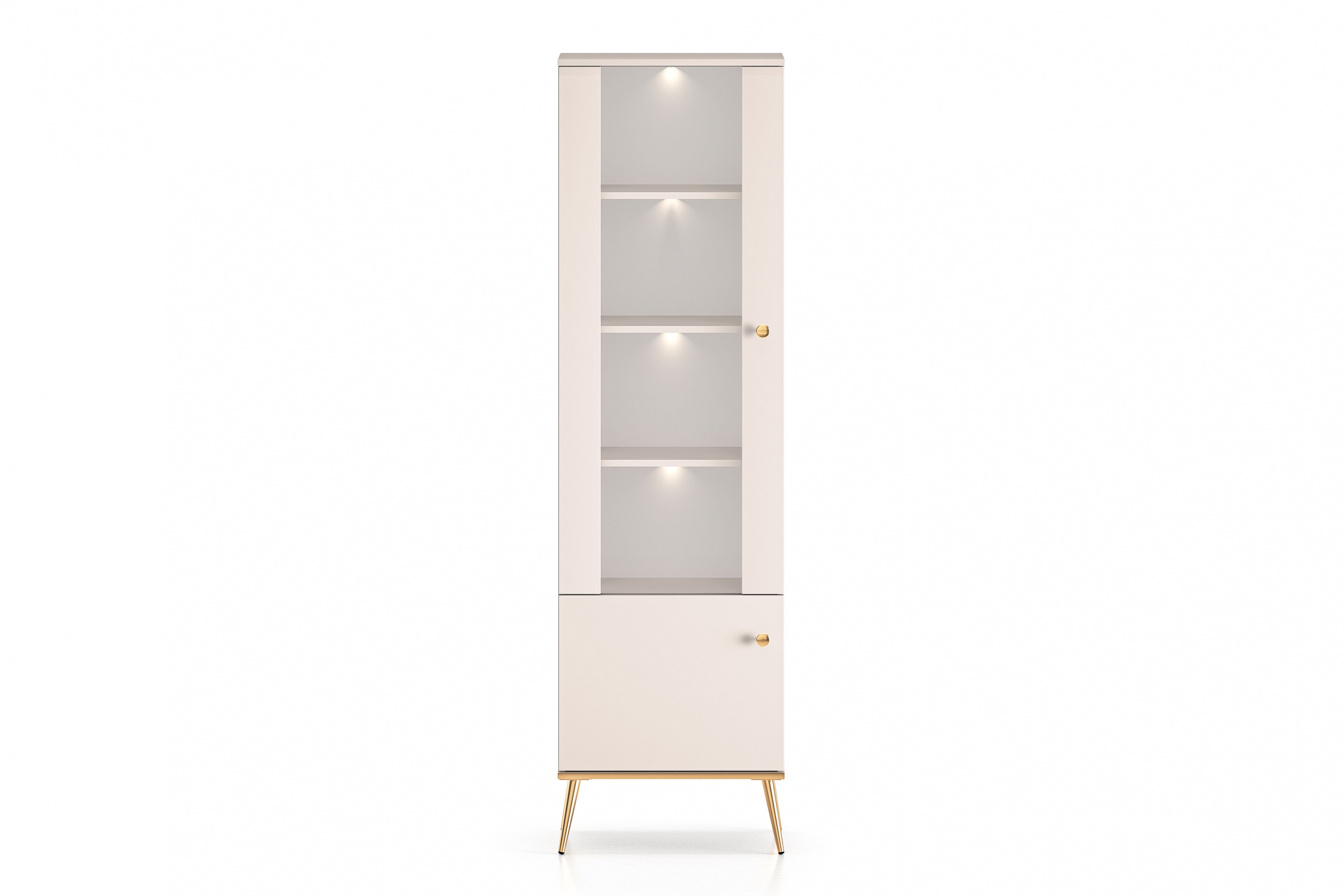Vitrína Narelli 55 cm - kašmírová / zlaté nohy Vitrína Nerelli 01 se zásuvkami 55 cm - kašmír / zlaté Nohy