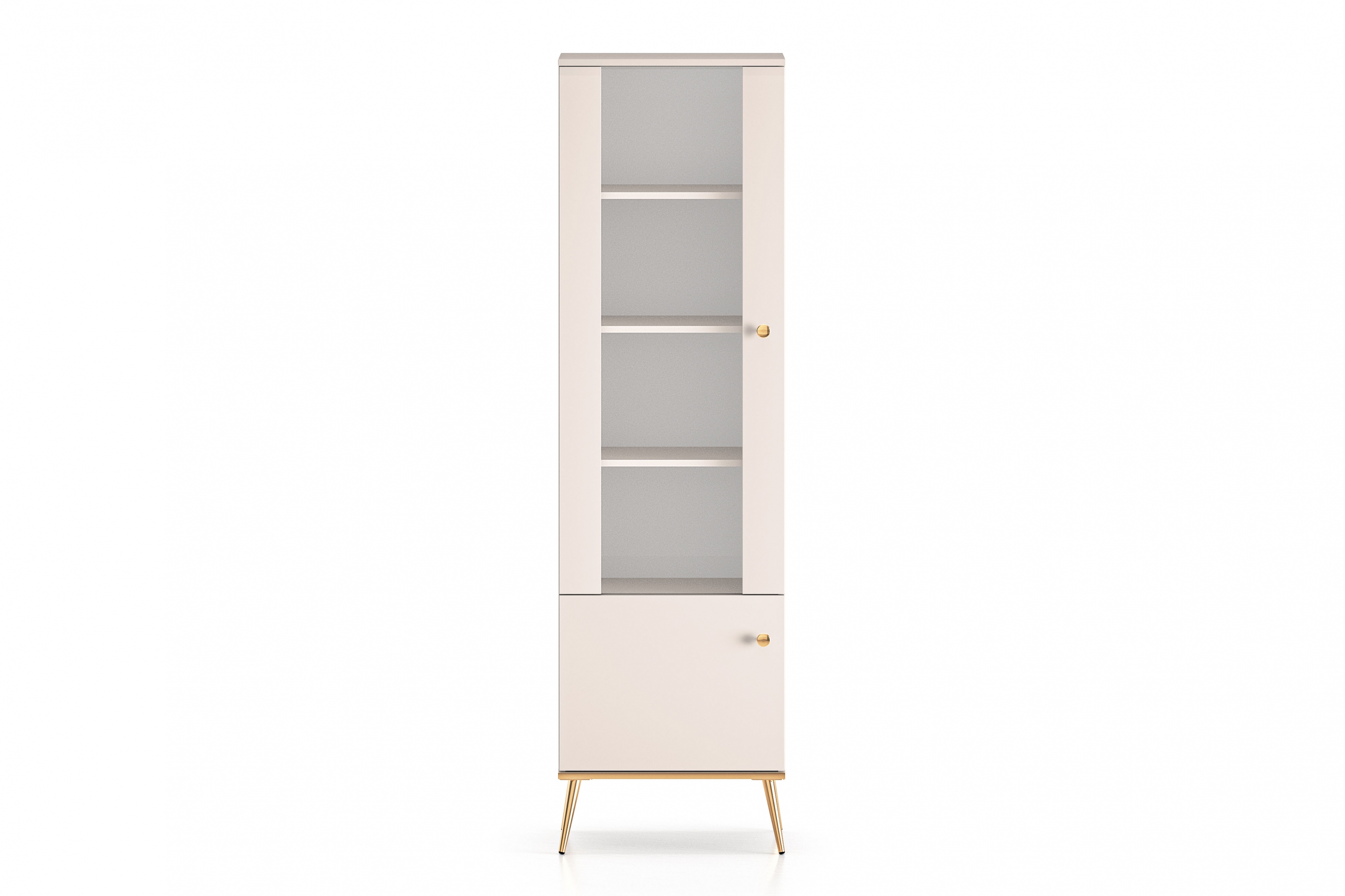 Vitrína Narelli 55 cm - kašmírová / zlaté nohy Vitrína Nerelli 01 se zásuvkami 55 cm - kašmír / zlaté Nohy