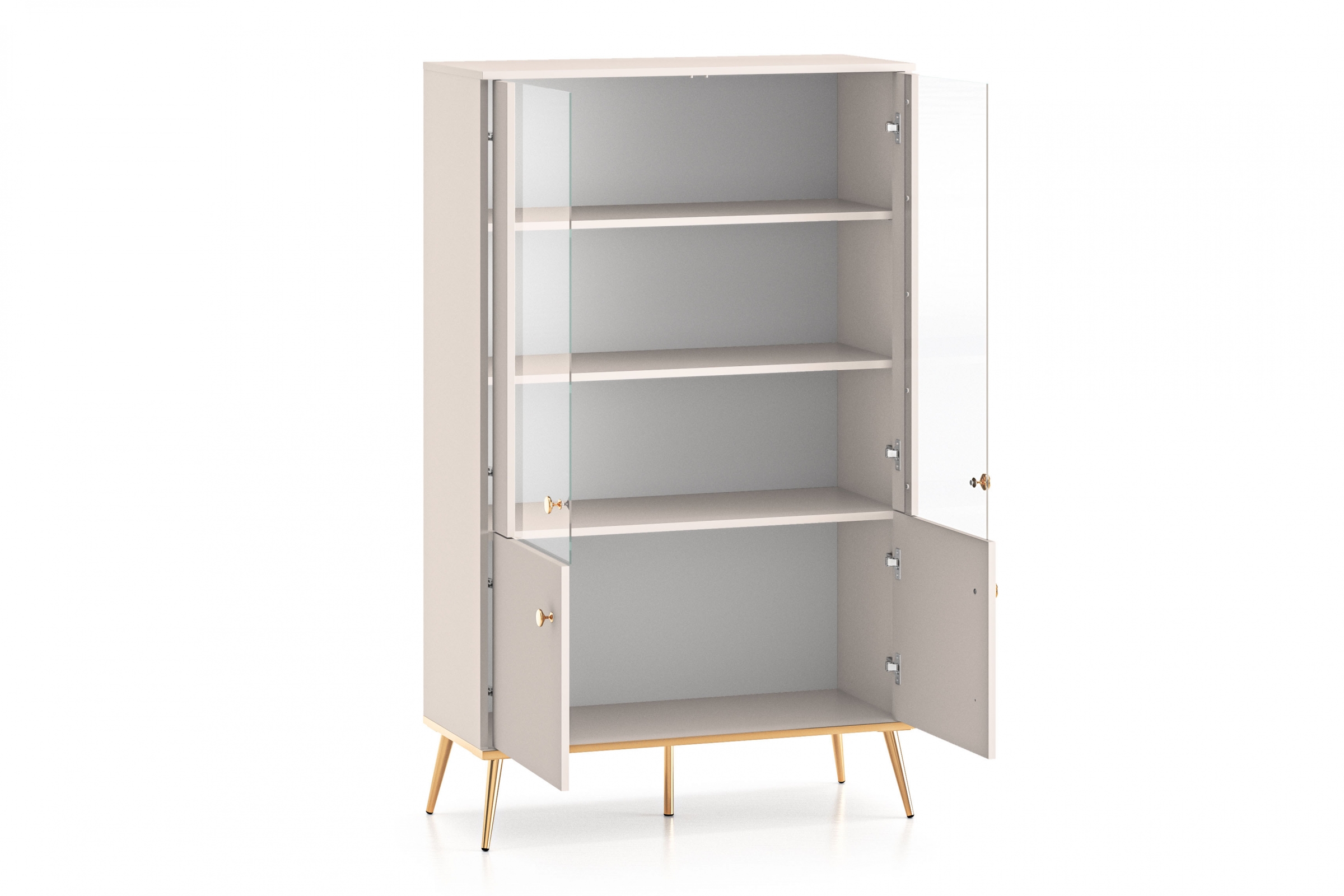 Vitrína Narelli 02 92 cm - kašmír / zlaté nožičky Vitrína Nerelli 02 - 92 cm - kašmír / zlote nožičky