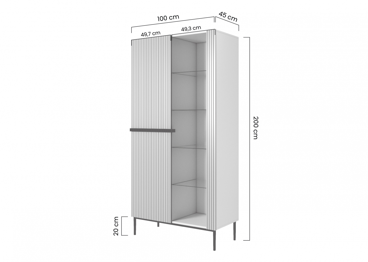 Vitrína Nicole 100 cm - kašmír / černé nožky Vitrína Nicole