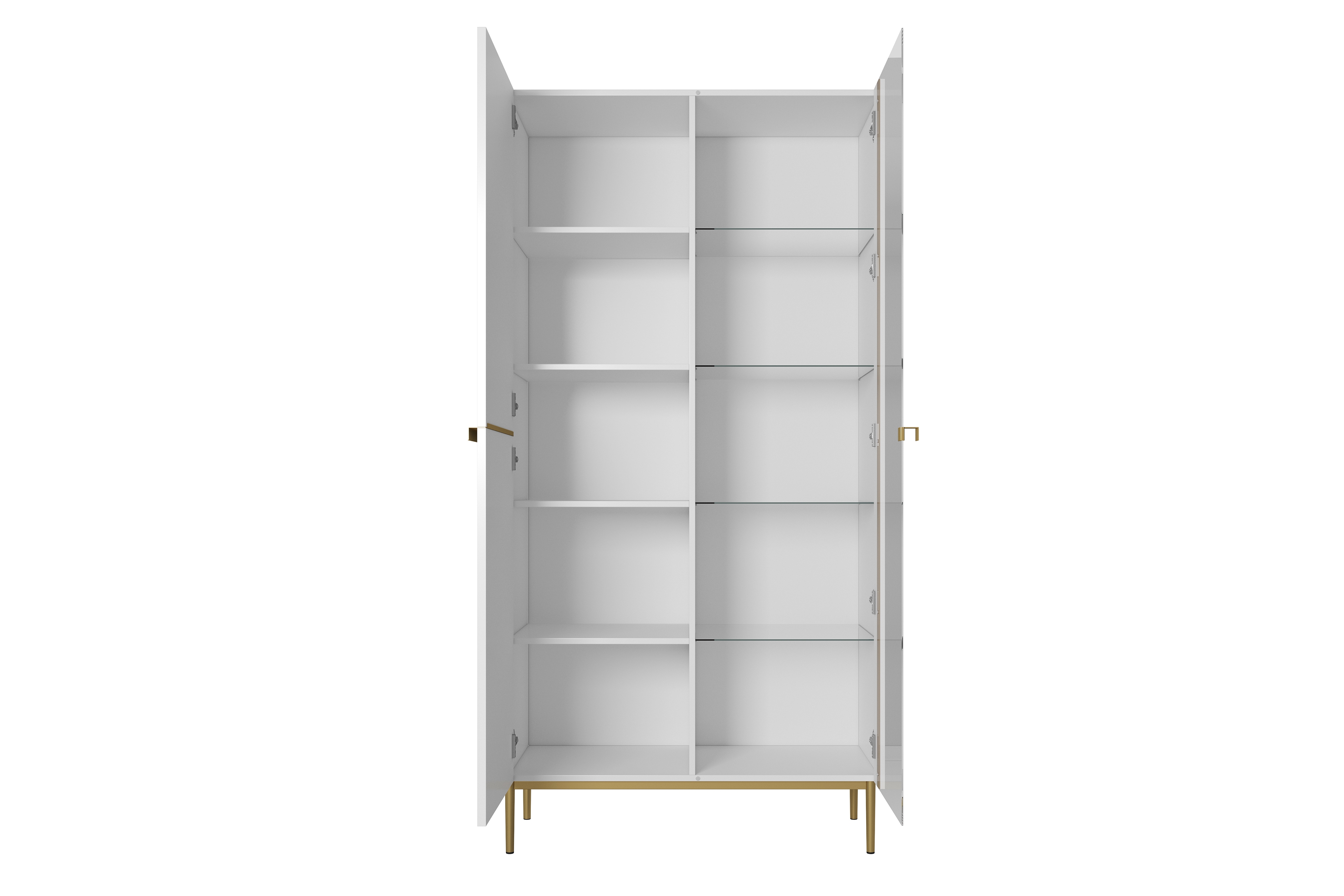 Vitrína Nicole 100 cm - bílý mat / zlaté nožky Vitrína Nicole na kovových nohách 100 cm - bílý mat / zlaté nozki