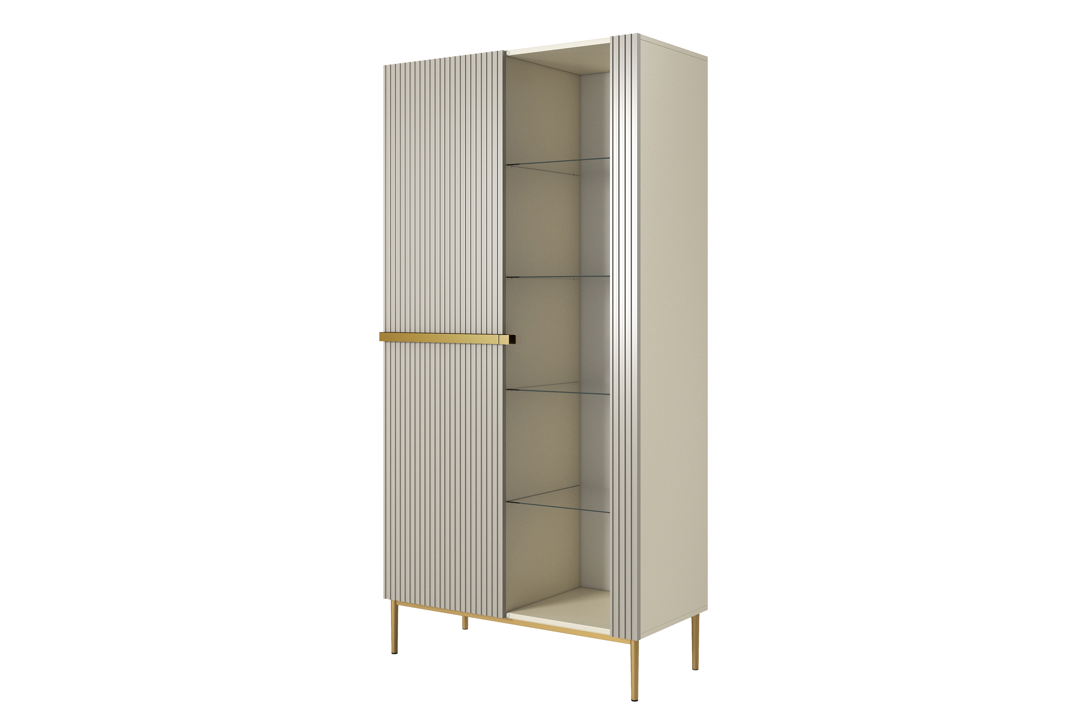 Vitrína Nicole 100 cm - kašmír / zlaté nožky Vitrína Nicole na kovových nohách 100 cm - kašmír/ zlaté nozki