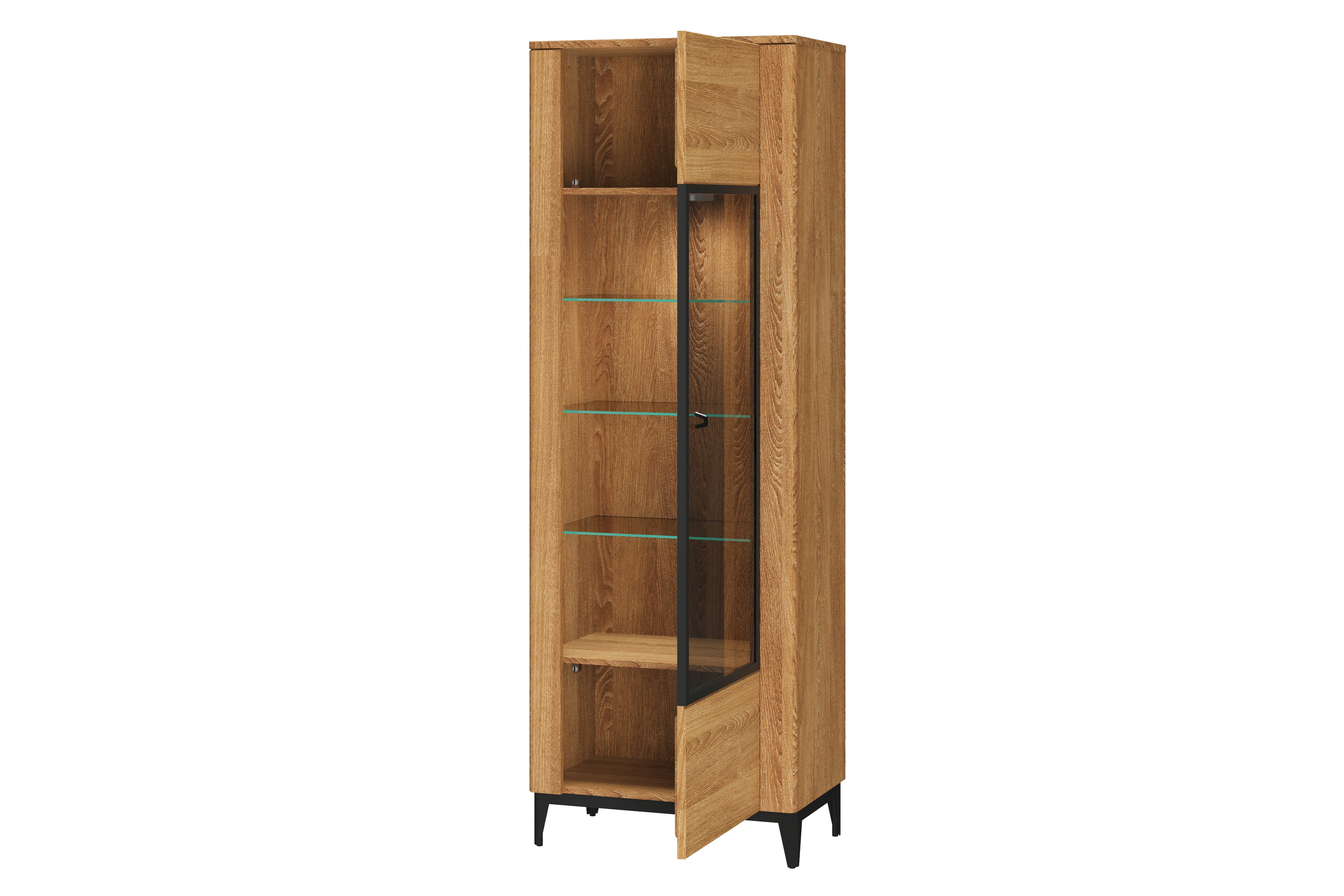 Vitrína Porto 10 70 cm - dub zlatý / černý mat Vitrína Porto 10 70 cm - Dub zlatý/Černý mat