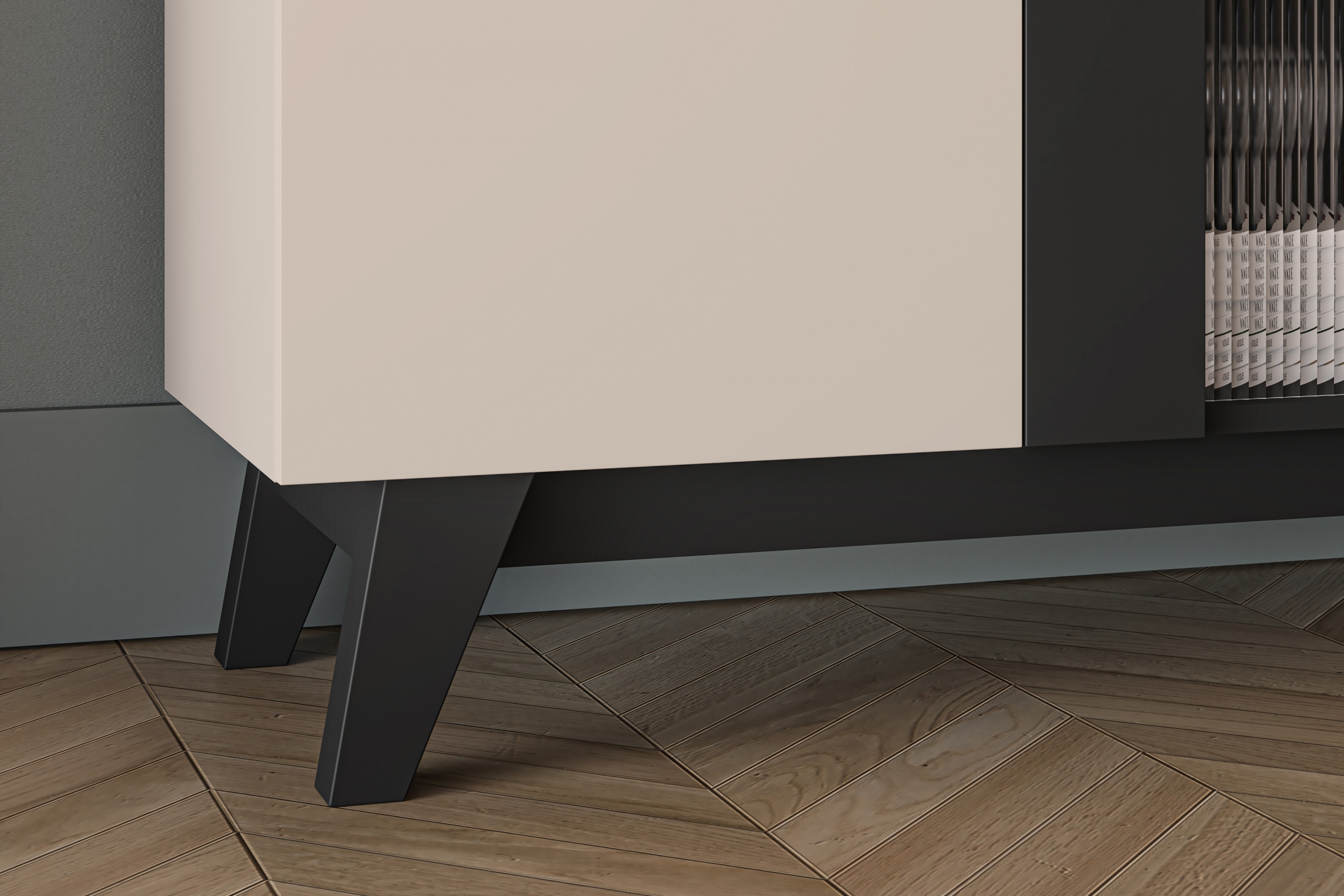 Vitrína Salio 95 cm - kašmírová / čierna Vitrína Salio 95 cm - kašmír / Čierny