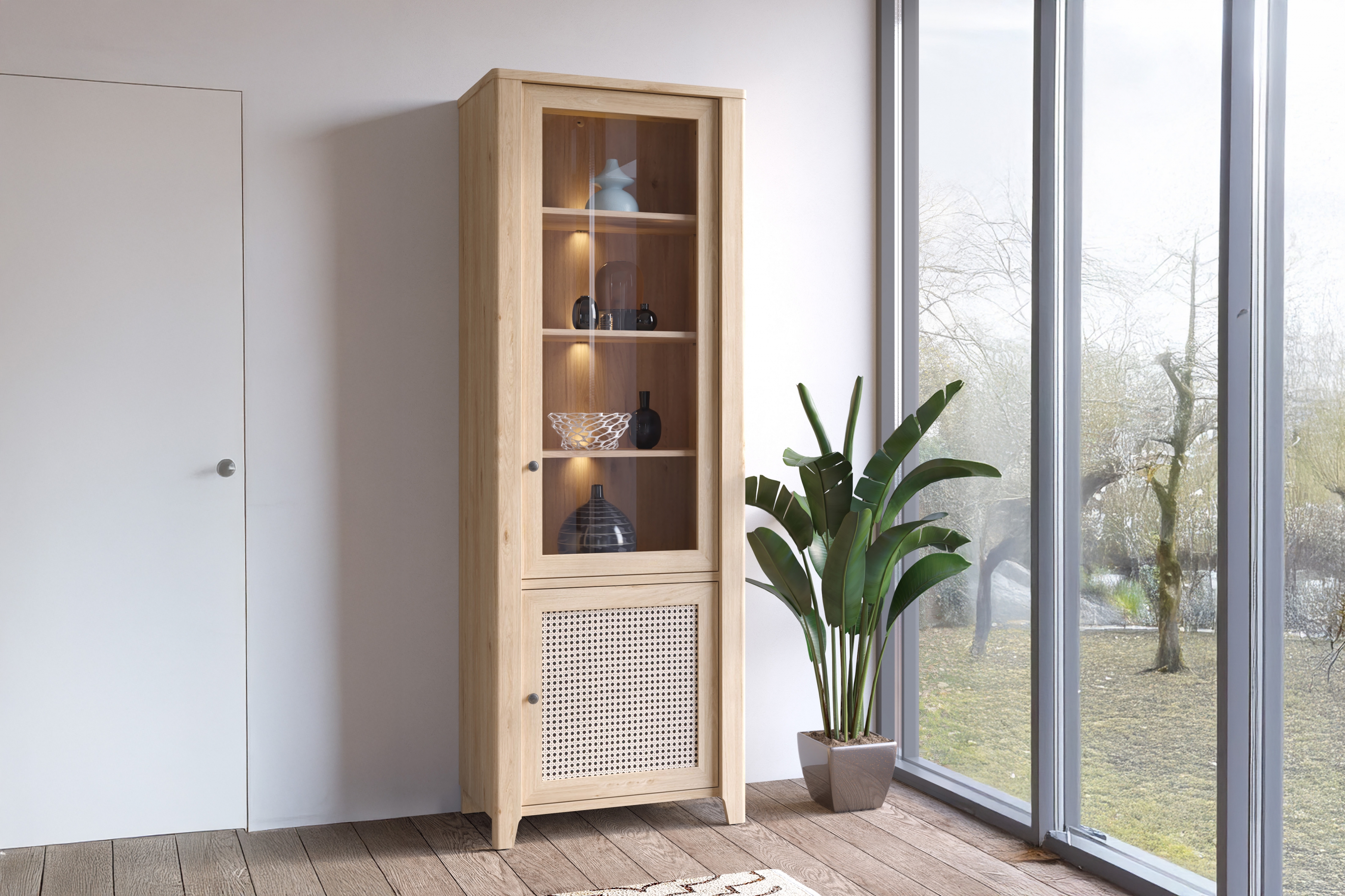 Vitrína dvojdverová Selia 01 - jackson hikory / amadeus Vitrína Selia 73 cm - jackson hikory / amadeus