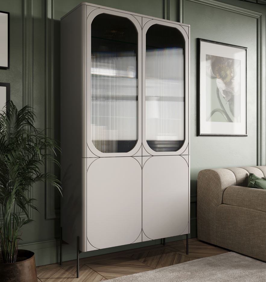 Vitrína Sonatia 100 cm - kašmírová Vitrína Sonatia do obývacej izby 100 cm - kašmír