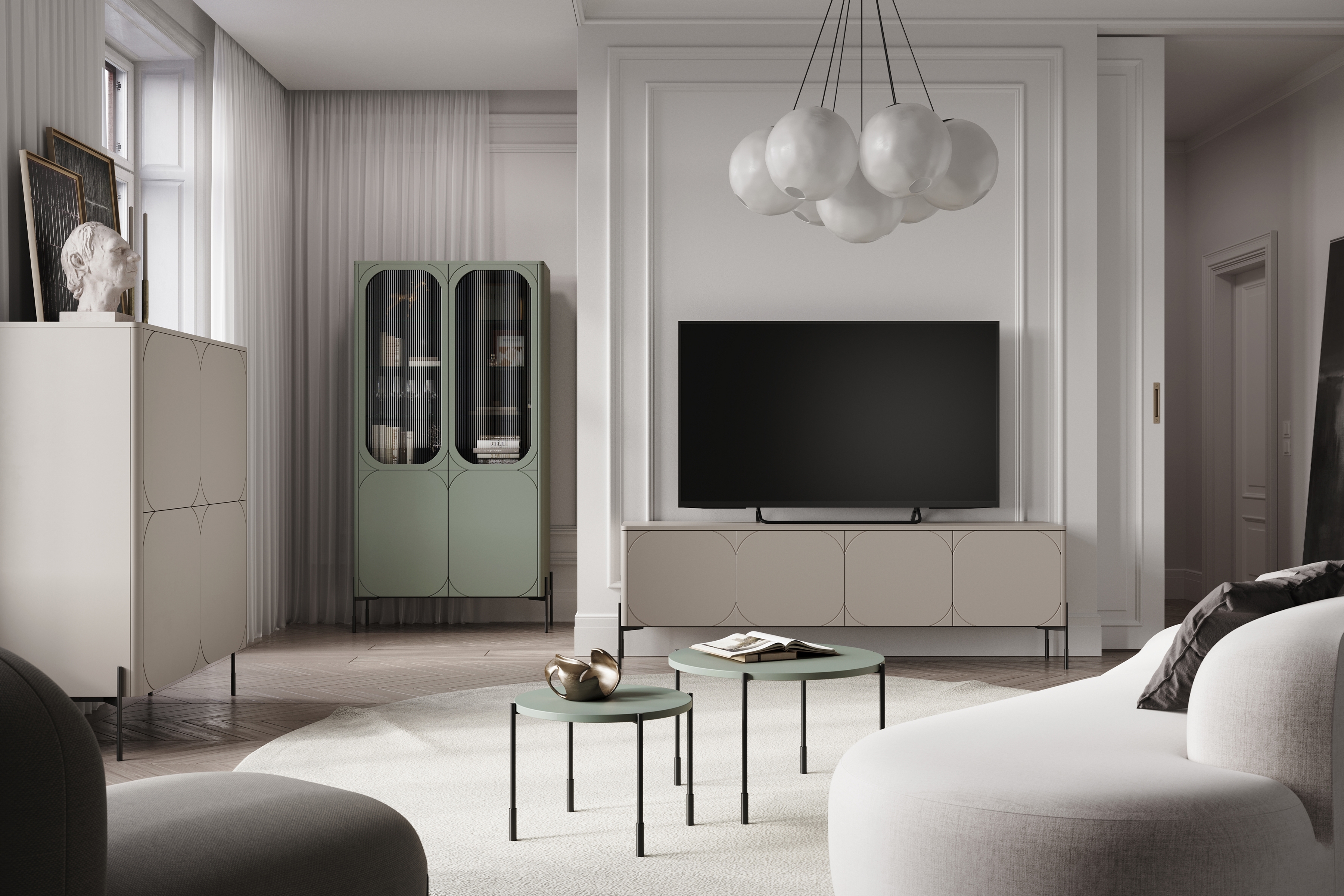 Vitrína Sonatia 100 cm - olivová Vitrína Sonatia do obývacího pokoje 100 cm - olivová