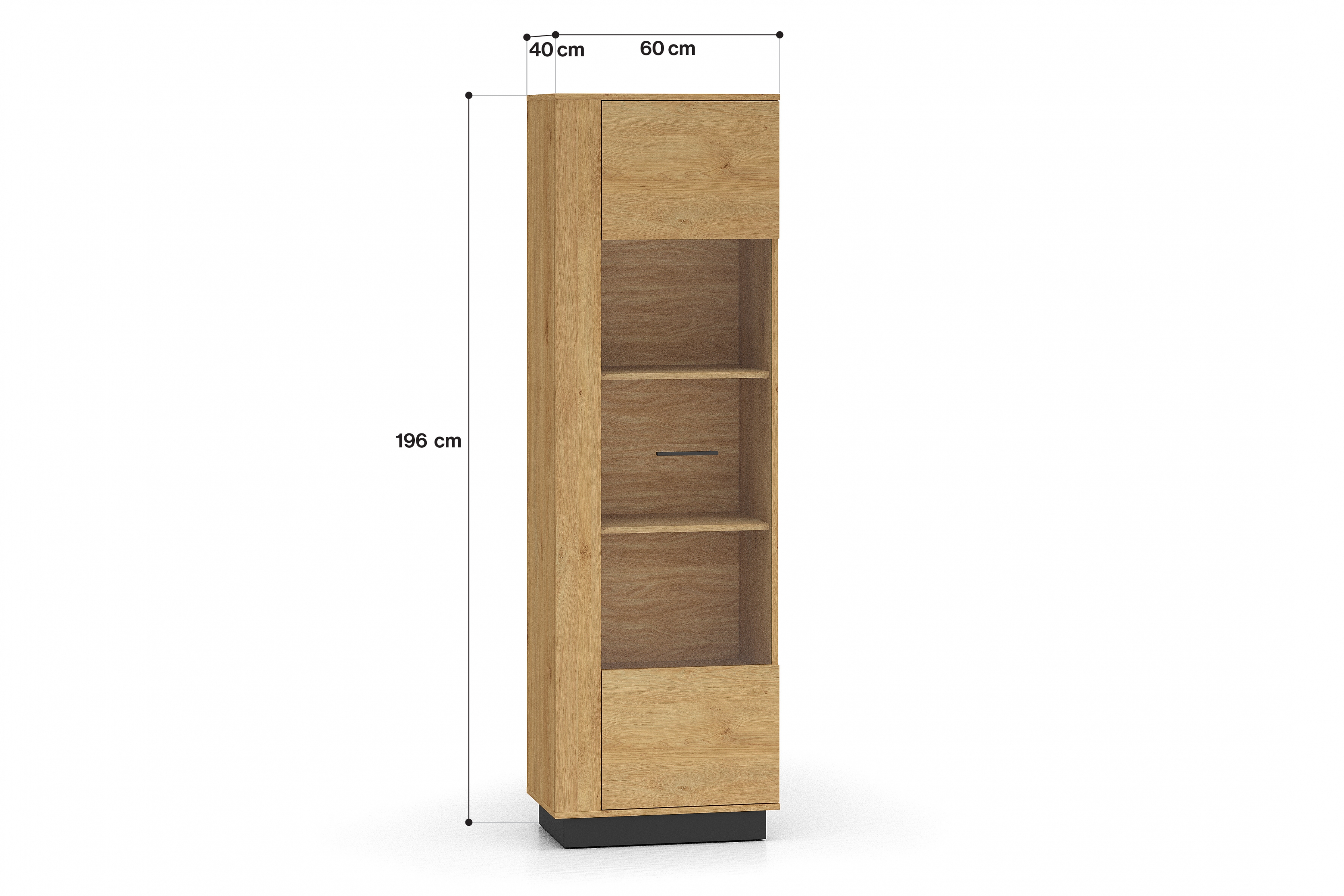 Vitrína Stivio 60 cm - dub stylový / černý Vitrína Stivio 60 cm - dub stylová / černá
