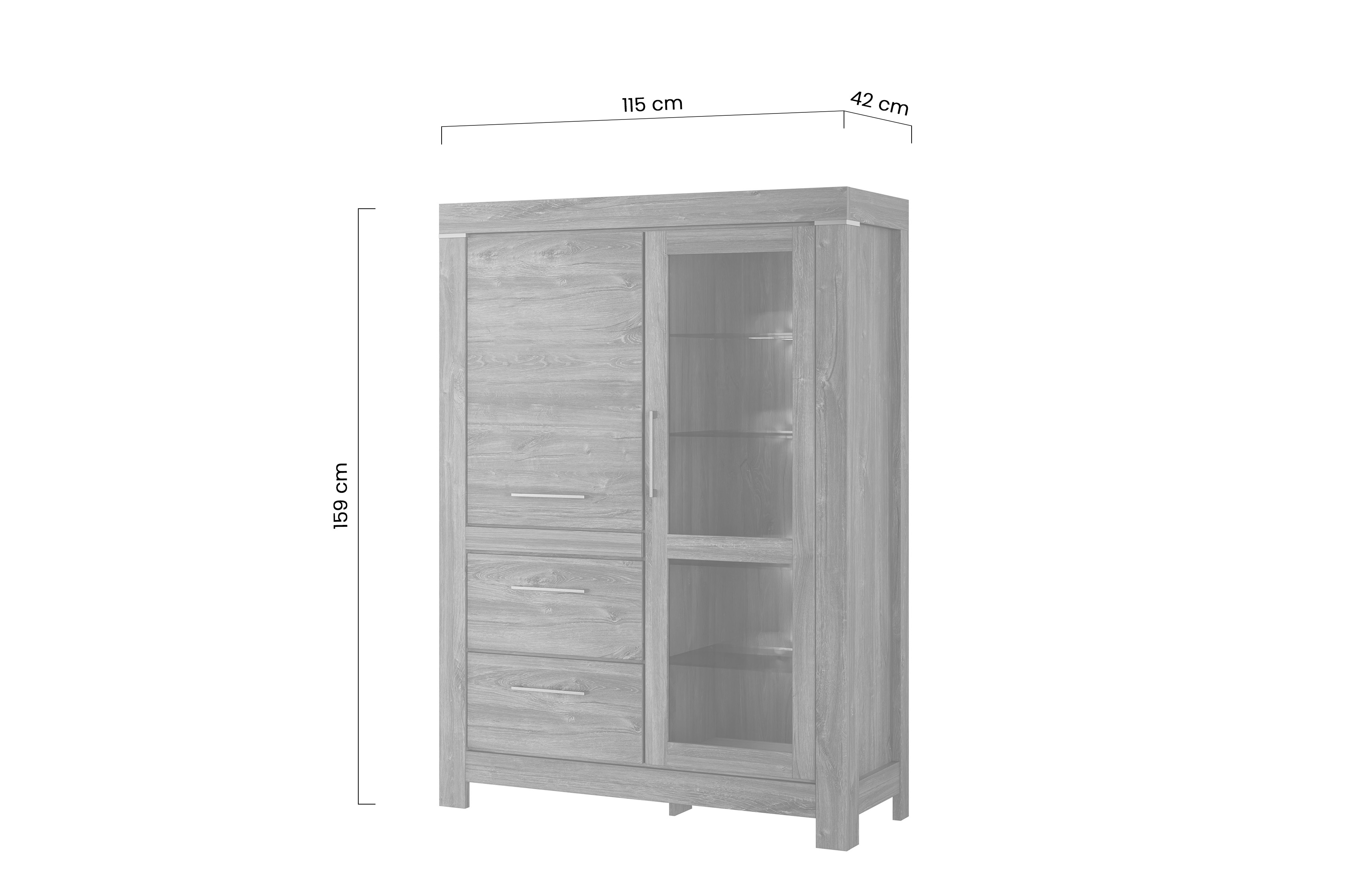 Vitrína German 115 cm - dub stirling Vitrína stojaca German 115 cm - Dub stirling