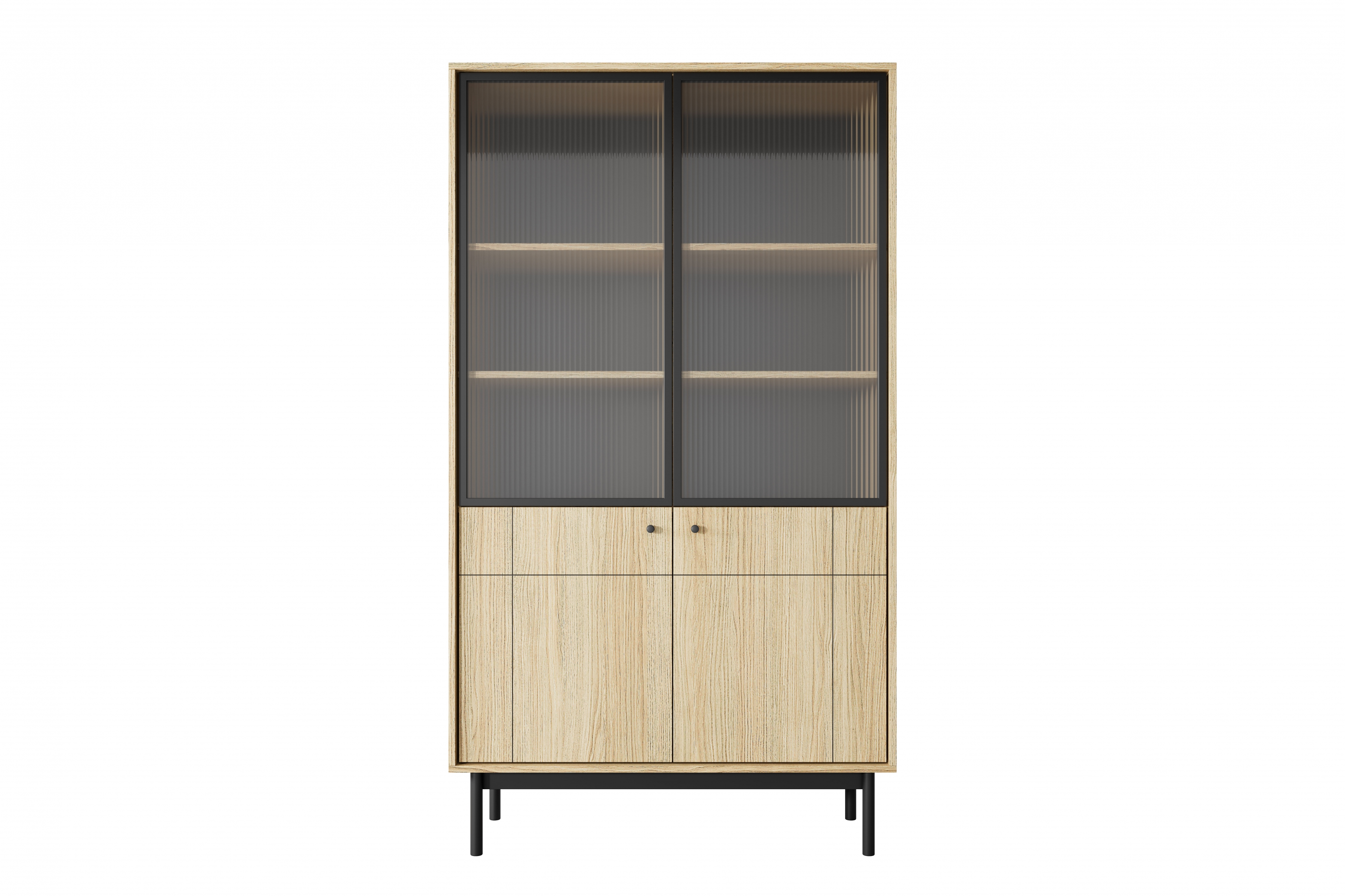 Vitrína Jolinio 104 cm - dub linea / černé nohy Vitrína stojaca Jolinio 104 cm - dub linea / černá Nohy