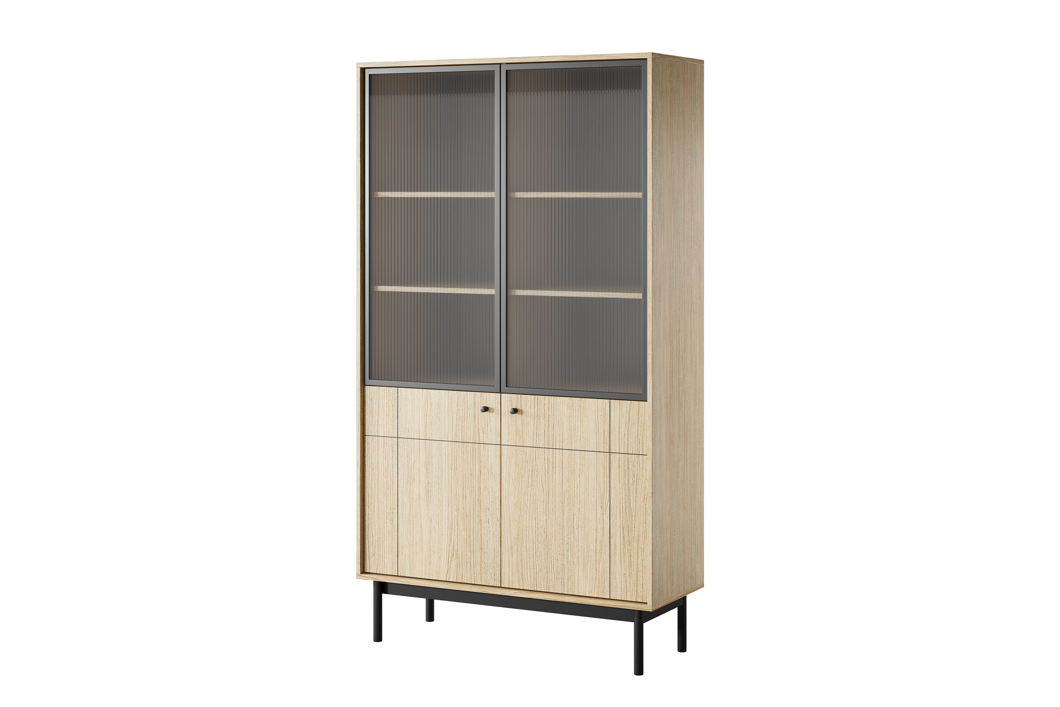 Vitrína Jolinio 104 cm - dub linea / černé nohy Vitrína stojaca Jolinio 104 cm - dub linea / černá Nohy