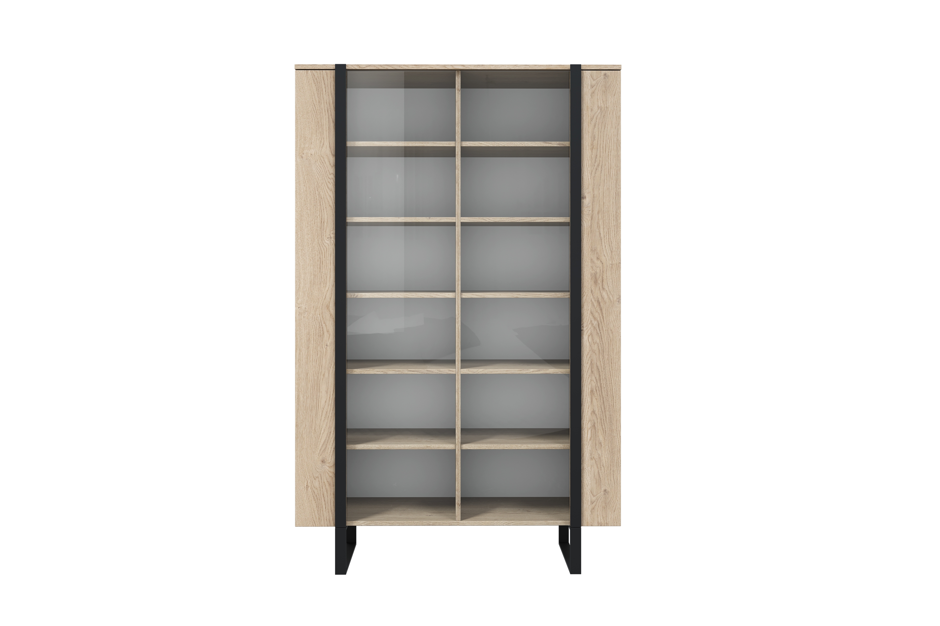 Vitrína Verica 120 cm - dub piškótový / čierne nožičky Vitrína Verica 120 cm z metalowymi nogami - Dub biszkoptowy / čierny nozki