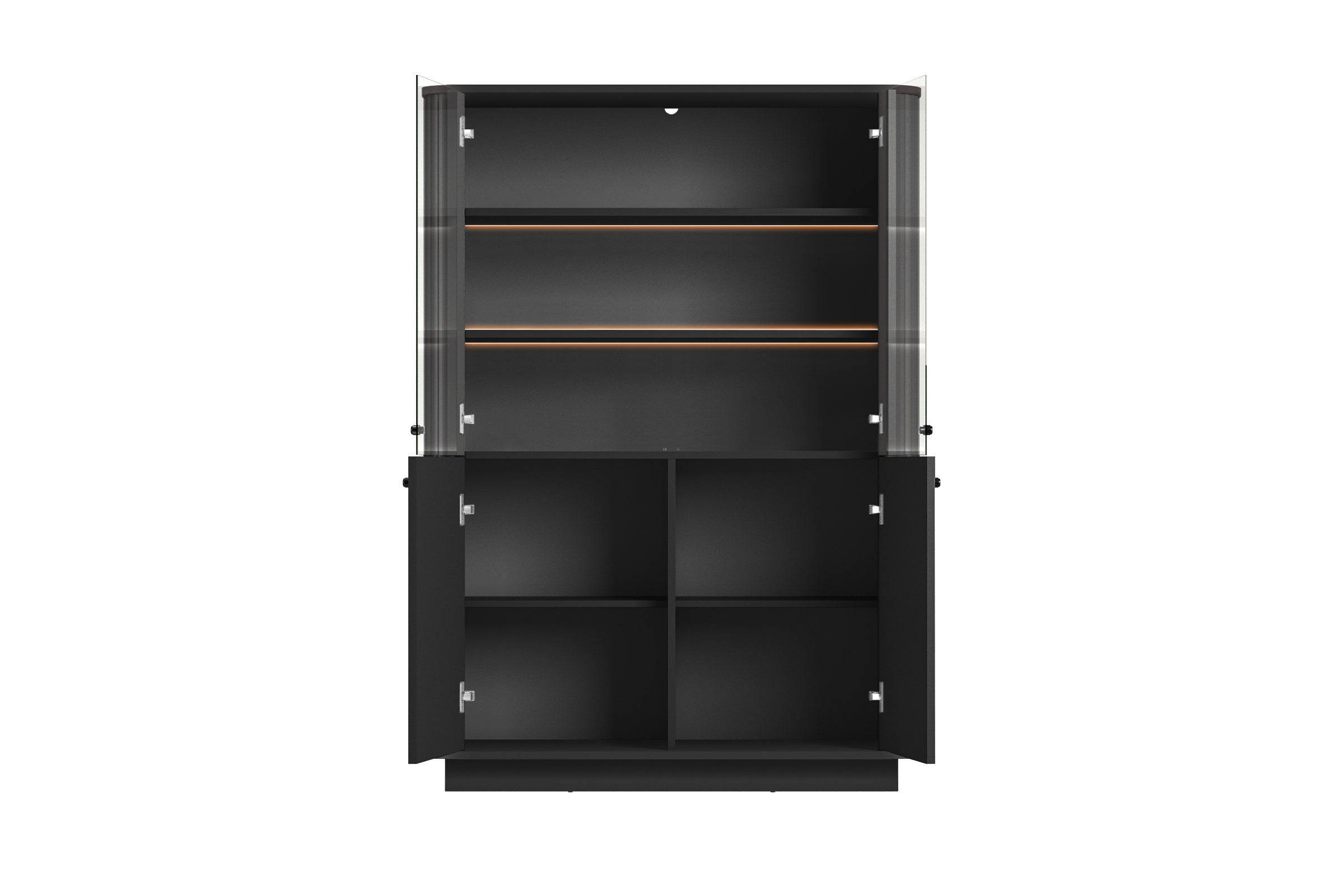 Vitrína Vesper 103 cm - černá / černé úchytky Vitrína Vesper pro obývacího pokoje - černá / černá Úchytky