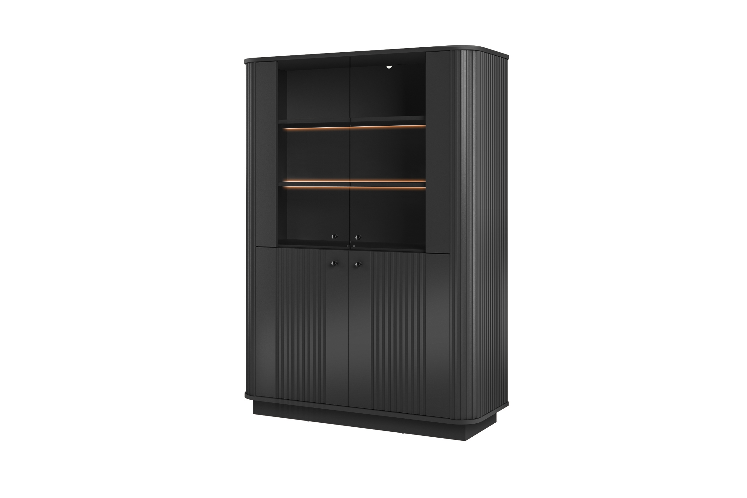 Vitrína Vesper 103 cm - černá / černé úchytky Vitrína Vesper pro obývacího pokoje - černá / černá Úchytky