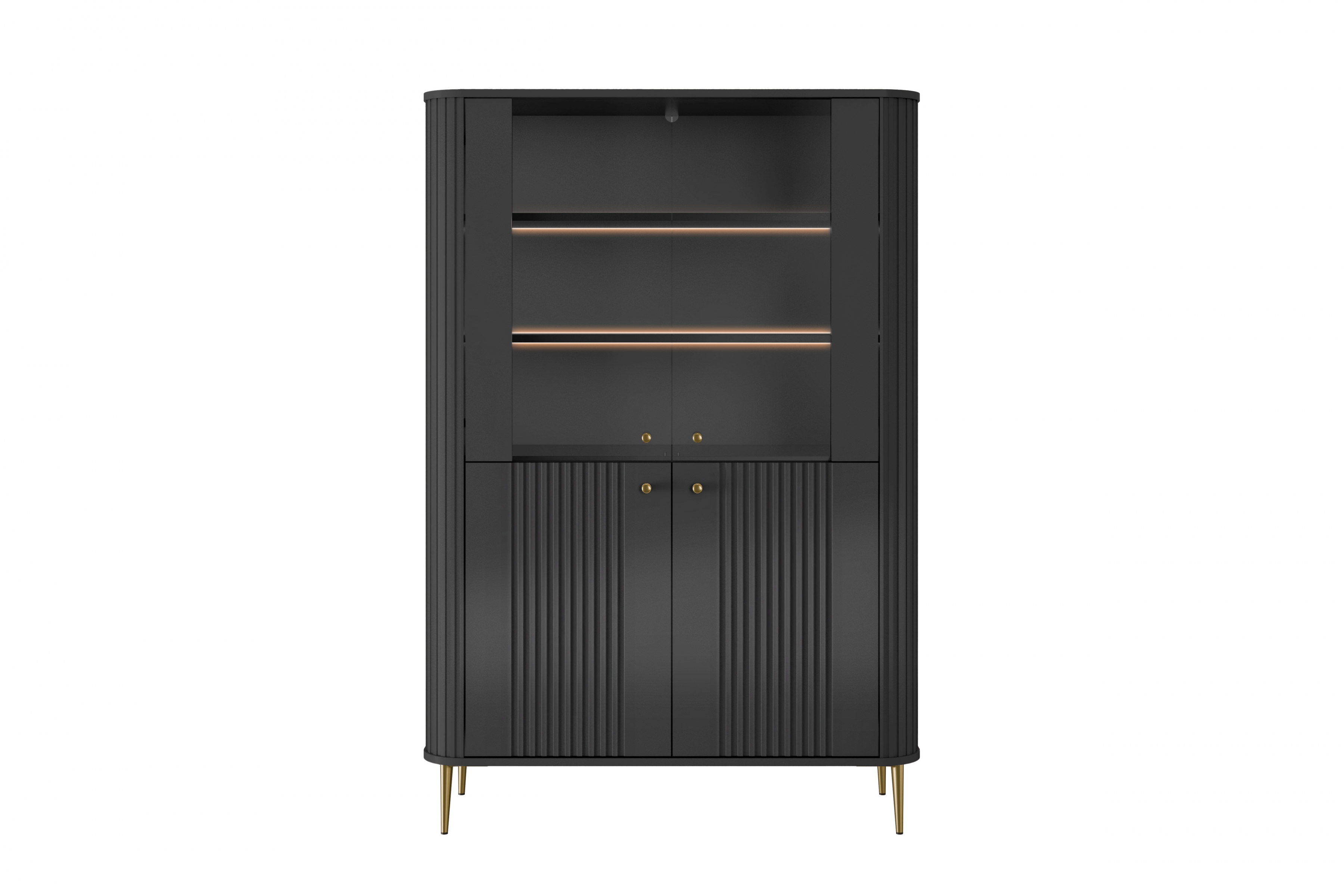 Vitrína Vesper 103 cm - černá / zlaté nohy Vitrína Vesper pro obývacího pokoje - černá / zlote Nohy