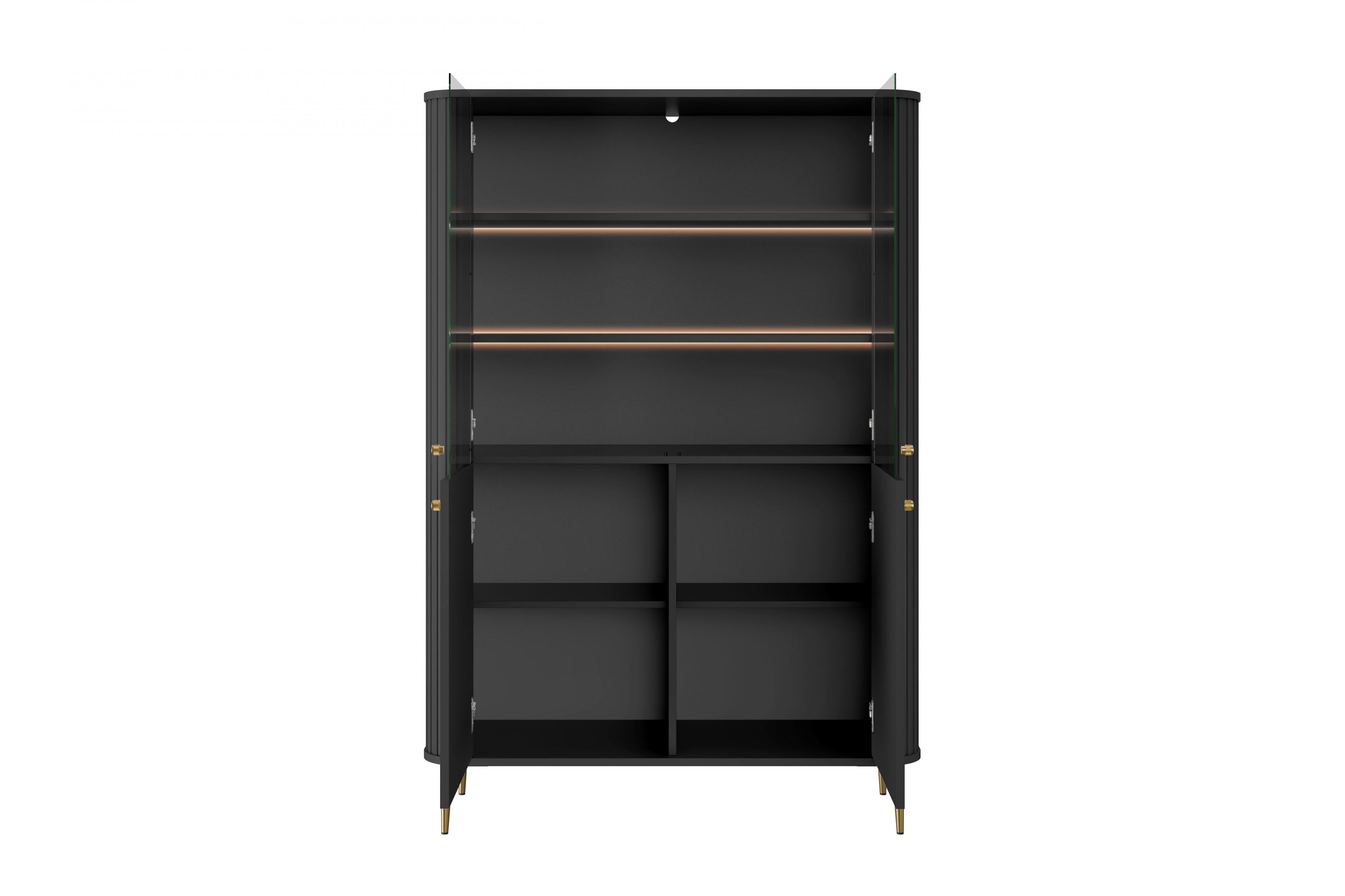 Vitrína Vesper 103 cm - černá / zlaté nohy Vitrína Vesper pro obývacího pokoje - černá / zlote Nohy