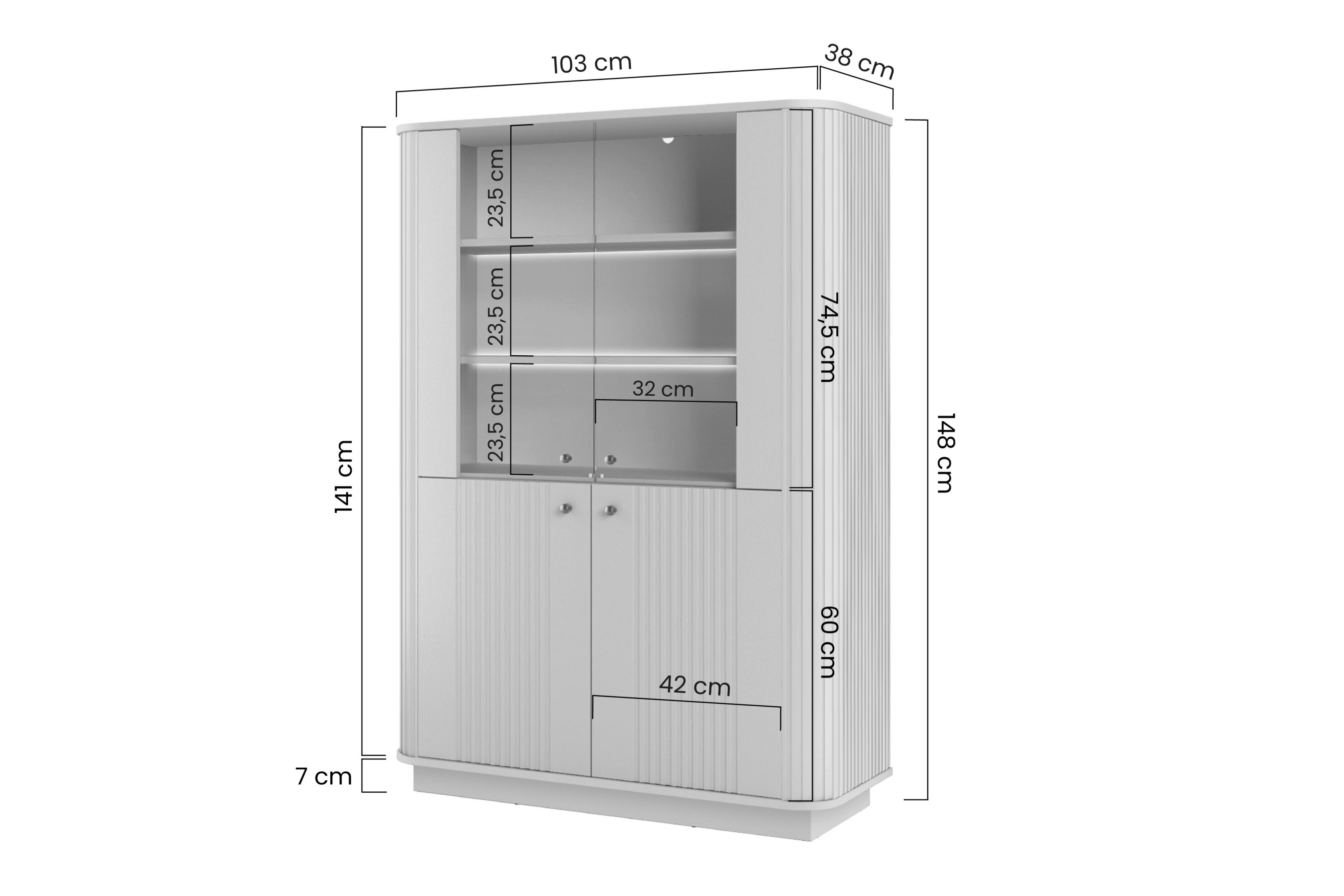 Vitrína Vesper 103 cm - kašmírová / zlaté úchytky Vitrína Vesper pro obývacího pokoje - kašmír / zlote Úchytky